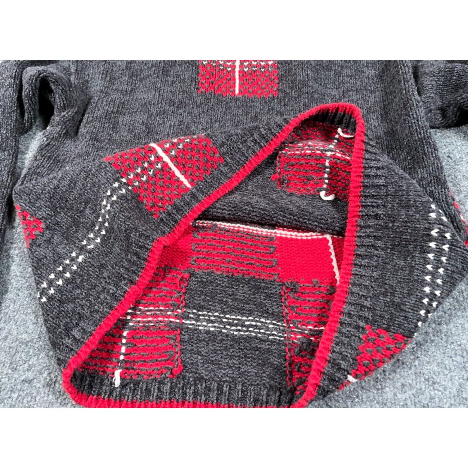 Vintage VINTAGE Christopher & Banks Sweater Women's Large Gray Red Plaid Hand Embroidered 90s Casual Knit Pullover Size L / US 10 / IT 46 - 7 Thumbnail
