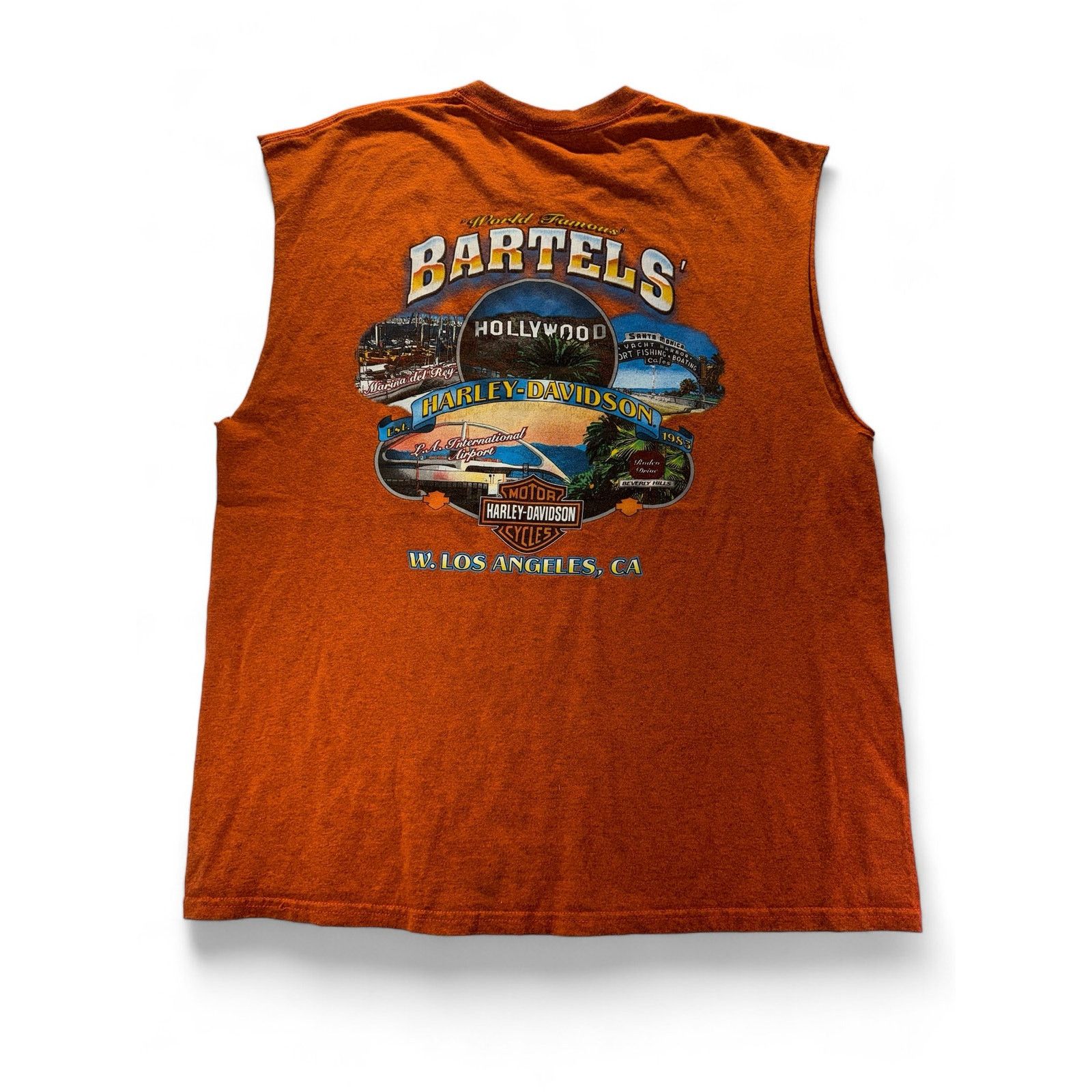 Harley Davidson Harley Davidson Biker Sleeveless Graphic Tee Orange Men sz L Size US L / EU 52-54 / 3 - 3 Thumbnail