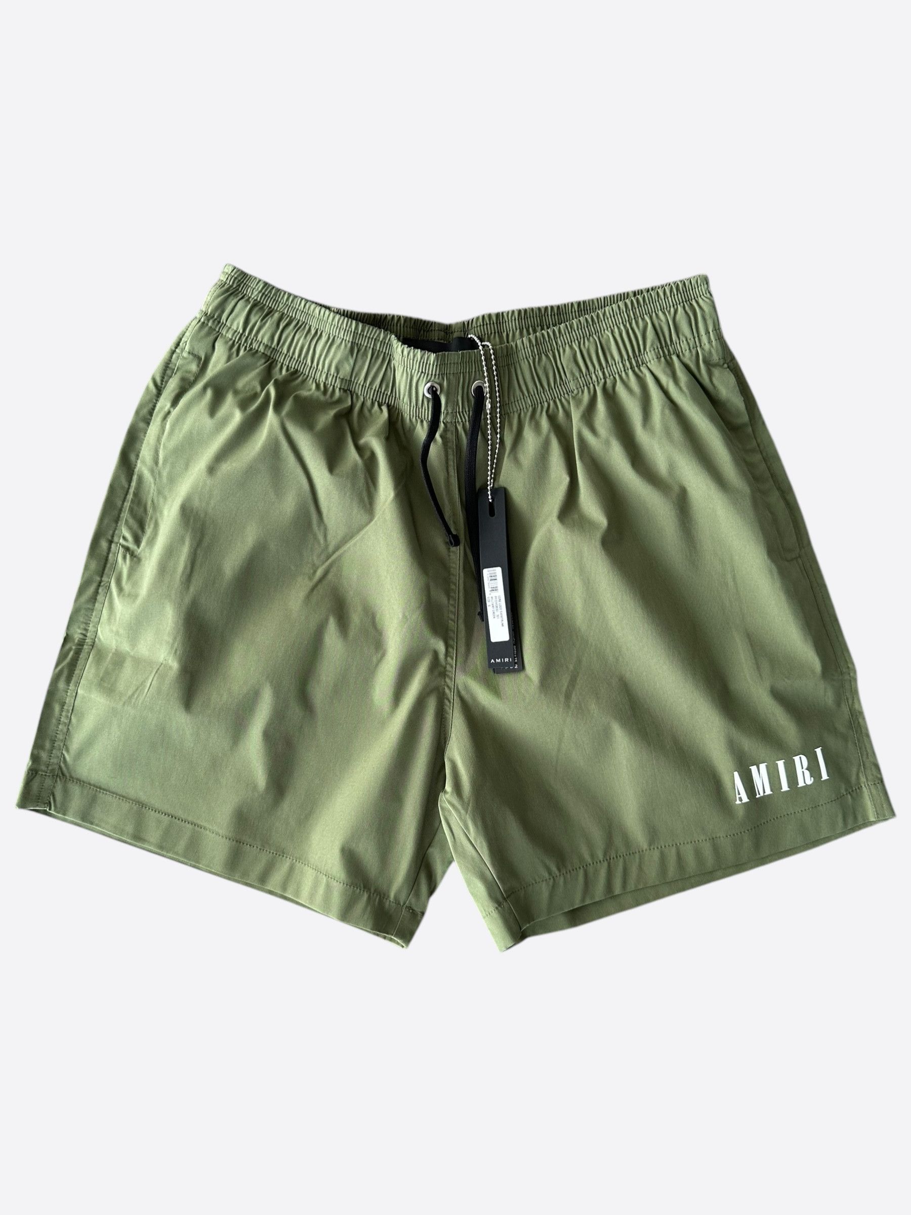 Amiri Amiri Military Green & White Core Logo Swimshorts Size US 38 / EU 54 - 1 Thumbnail