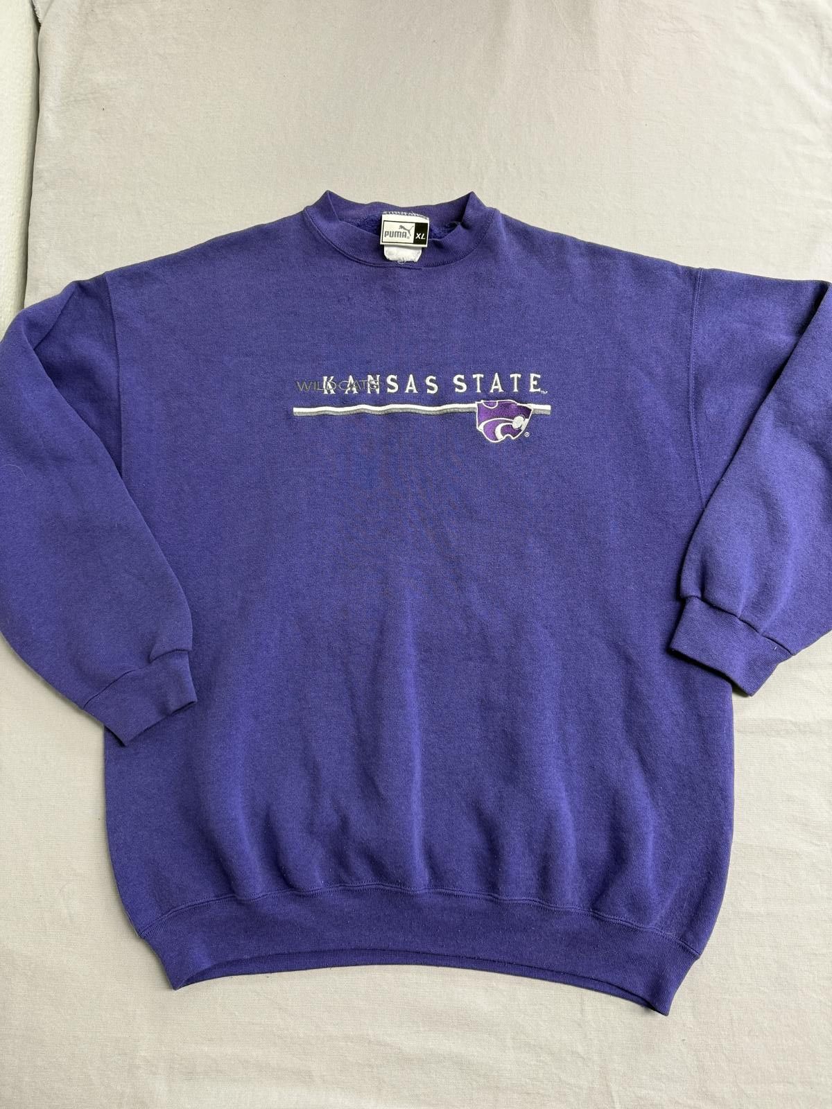 Puma Vintage Kansas State Wildcats Puma Purple Swetashirt Crew XL Size US XL / EU 56 / 4 - 1 Thumbnail