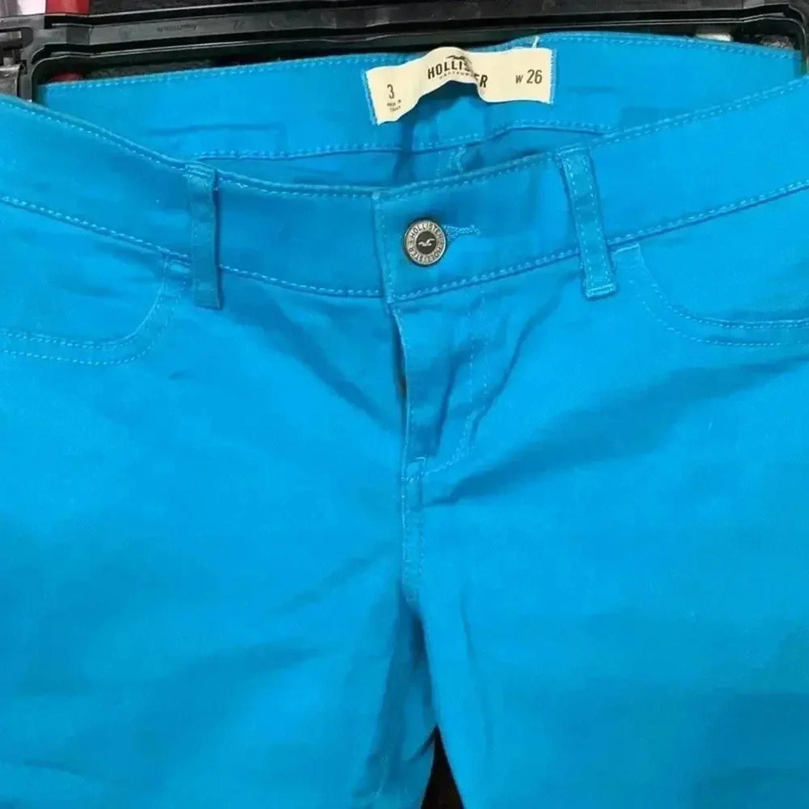 Designer Hollister Aqua Blue Skinny Jeans - Size 3/26 Size 30" / US 8 / IT 44 - 3 Thumbnail