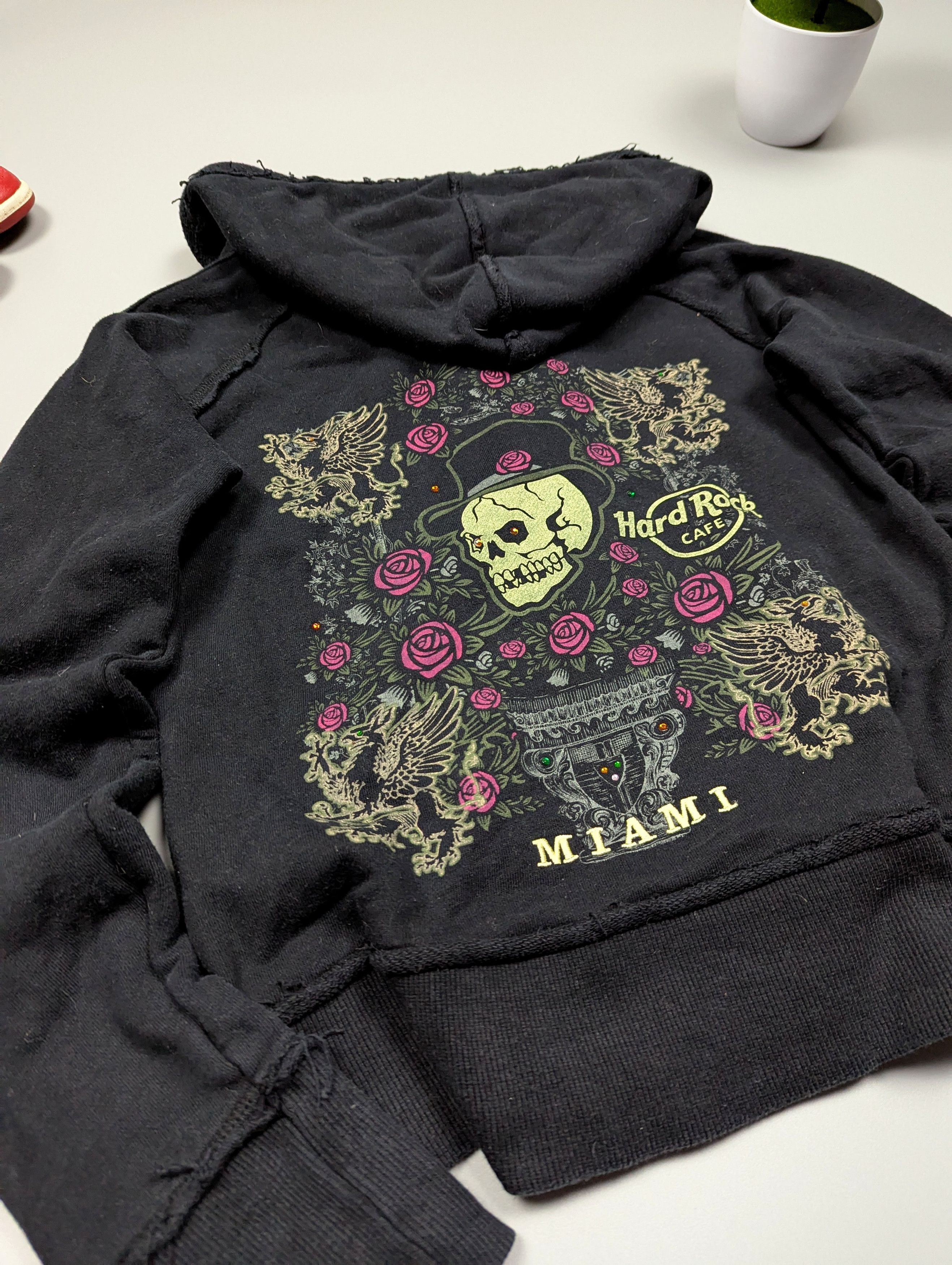 Hard Rock Cafe × Vintage HARD ROCK Cafe Women's Y2k Gothic Fitted Rock Hoodie Size M / US 6-8 / IT 42-44 - 3 Thumbnail