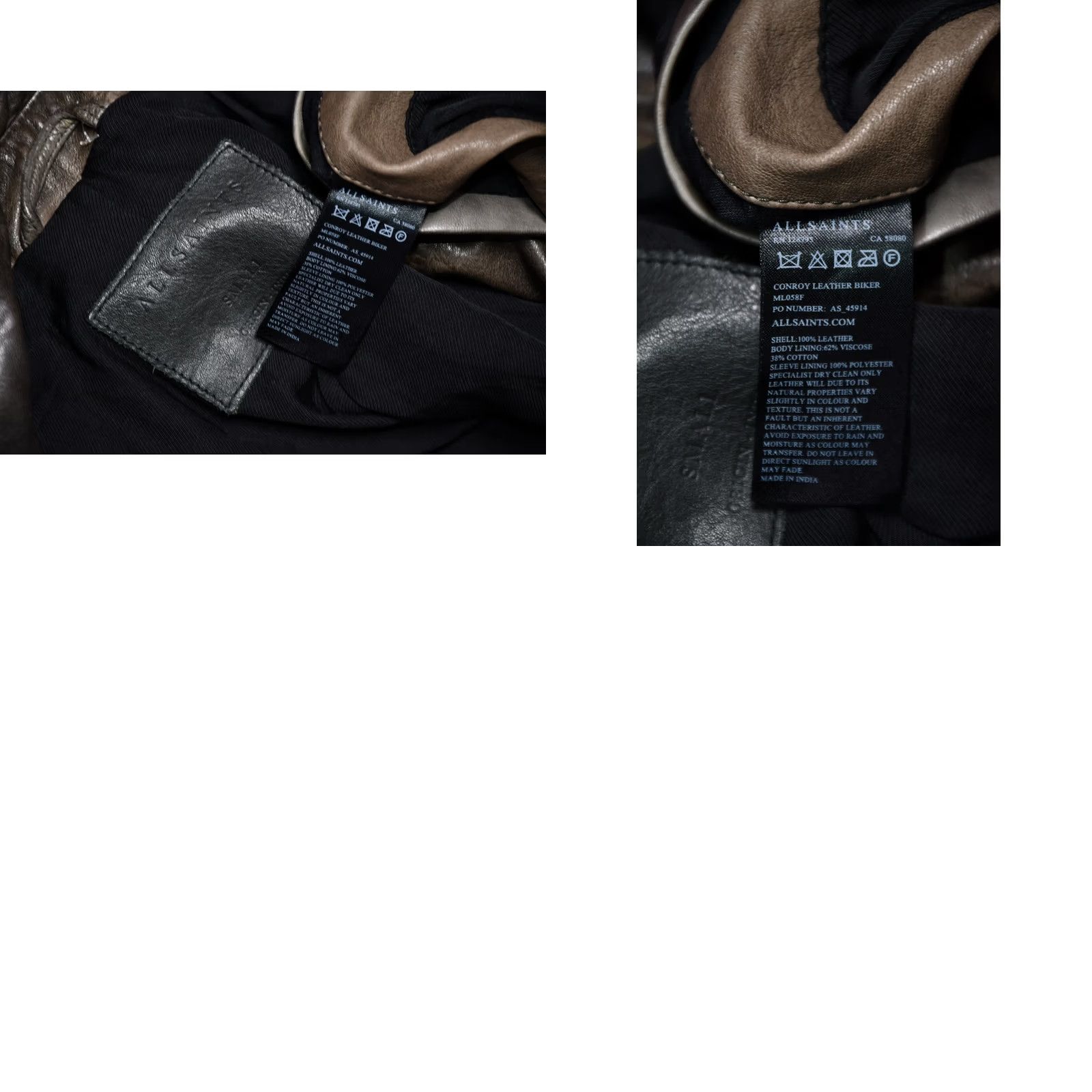 Allsaints AllSaints Conroy Leather Biker Jacket Mens S Brown Leather Jacket Casual Motorcycle Style 100% Leather 62%Viscose 36%Cotton Lining Size US S / EU 44-46 / 1 - 9 Thumbnail