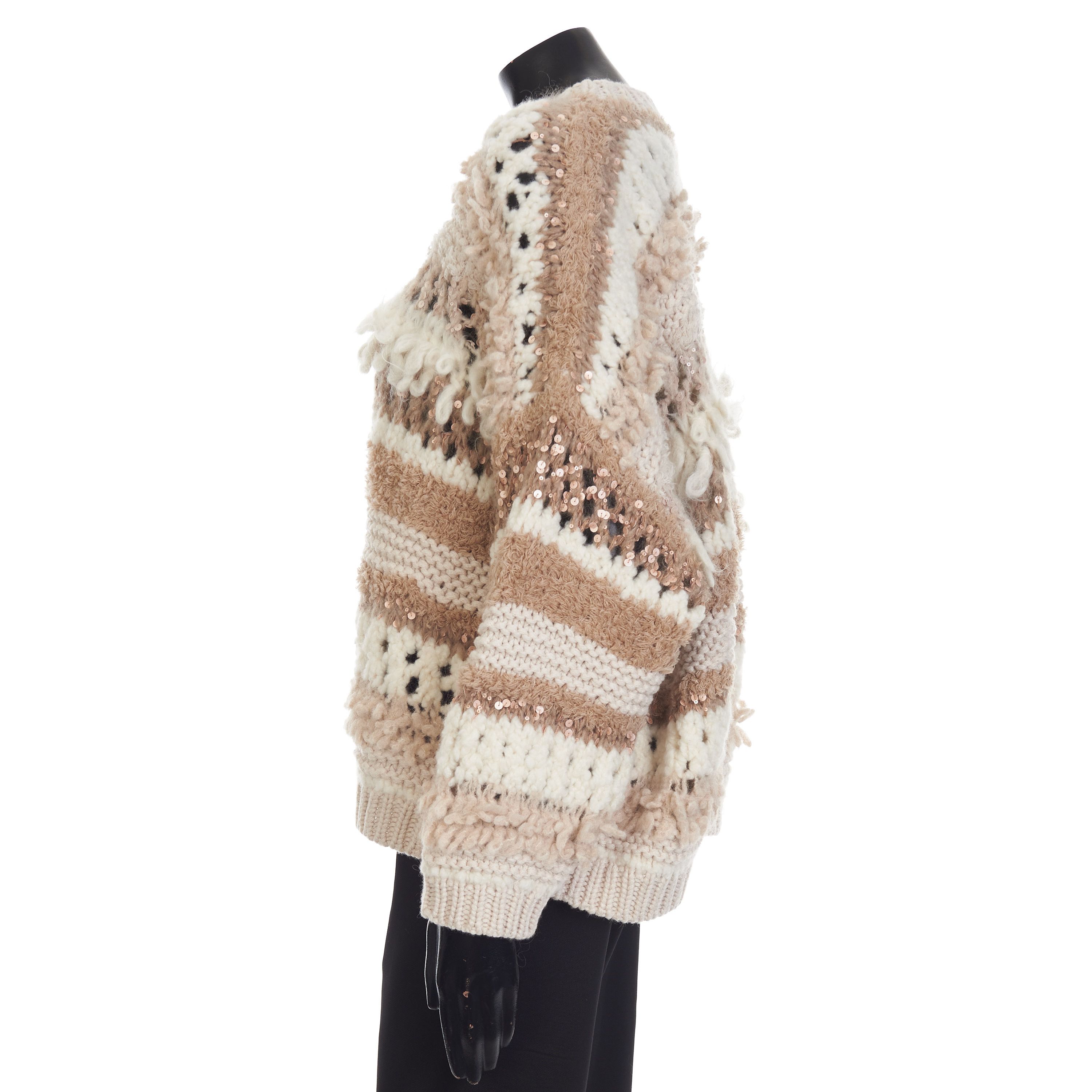 Brunello Cucinelli Sequined Cashmere Crewneck Sweater - Opera Knit, Textured Size L / US 10 / IT 46 - 3 Thumbnail