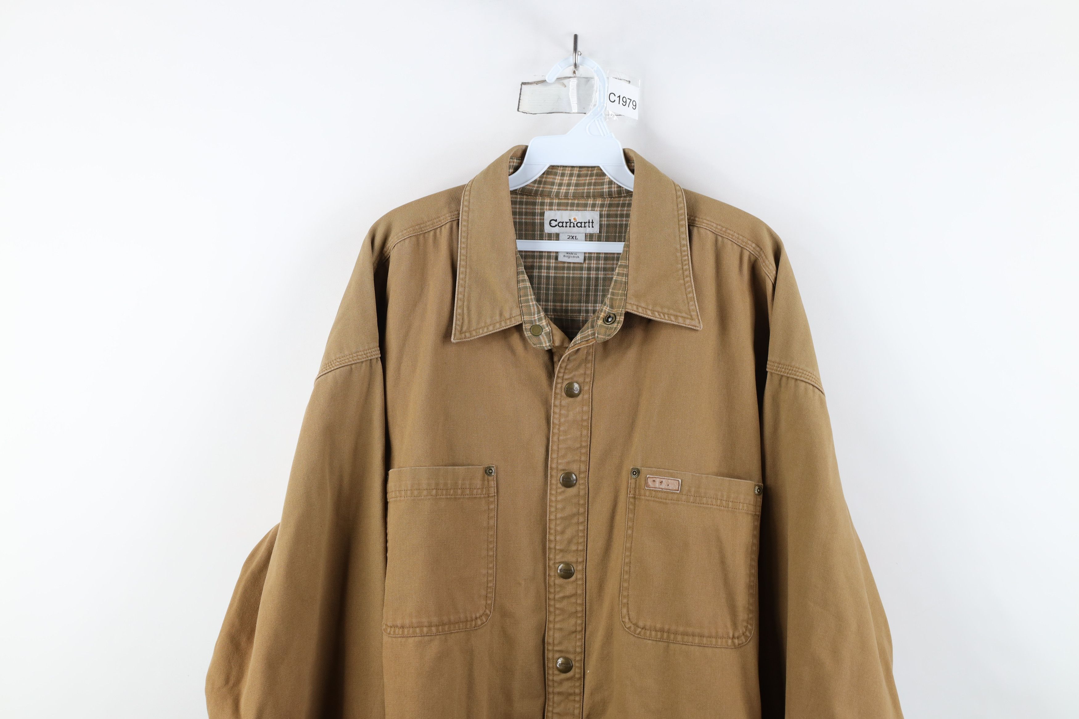 Carhartt × Vintage Vintage Carhartt Lined Canvas Button Shirt Jacket Jac Shirt Size US XXL / EU 58 / 5 - 2 Thumbnail