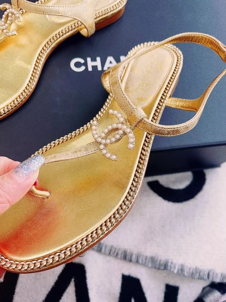 Chanel Chanel Gold chain sandals clip sandals Size US 5.5 / IT 35.5 - 4 Thumbnail