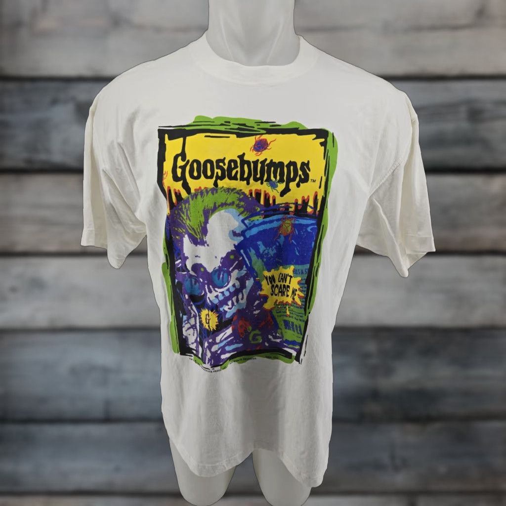 Vintage VINTAGE Goosebumps Shirt XL You Can’t Scare Me Parachute Press #1 1995 90s Halloween Horror Skull Tim Jacobus Mens Shirt Scary Vintage Size US XL / EU 56 / 4 - 1 Thumbnail