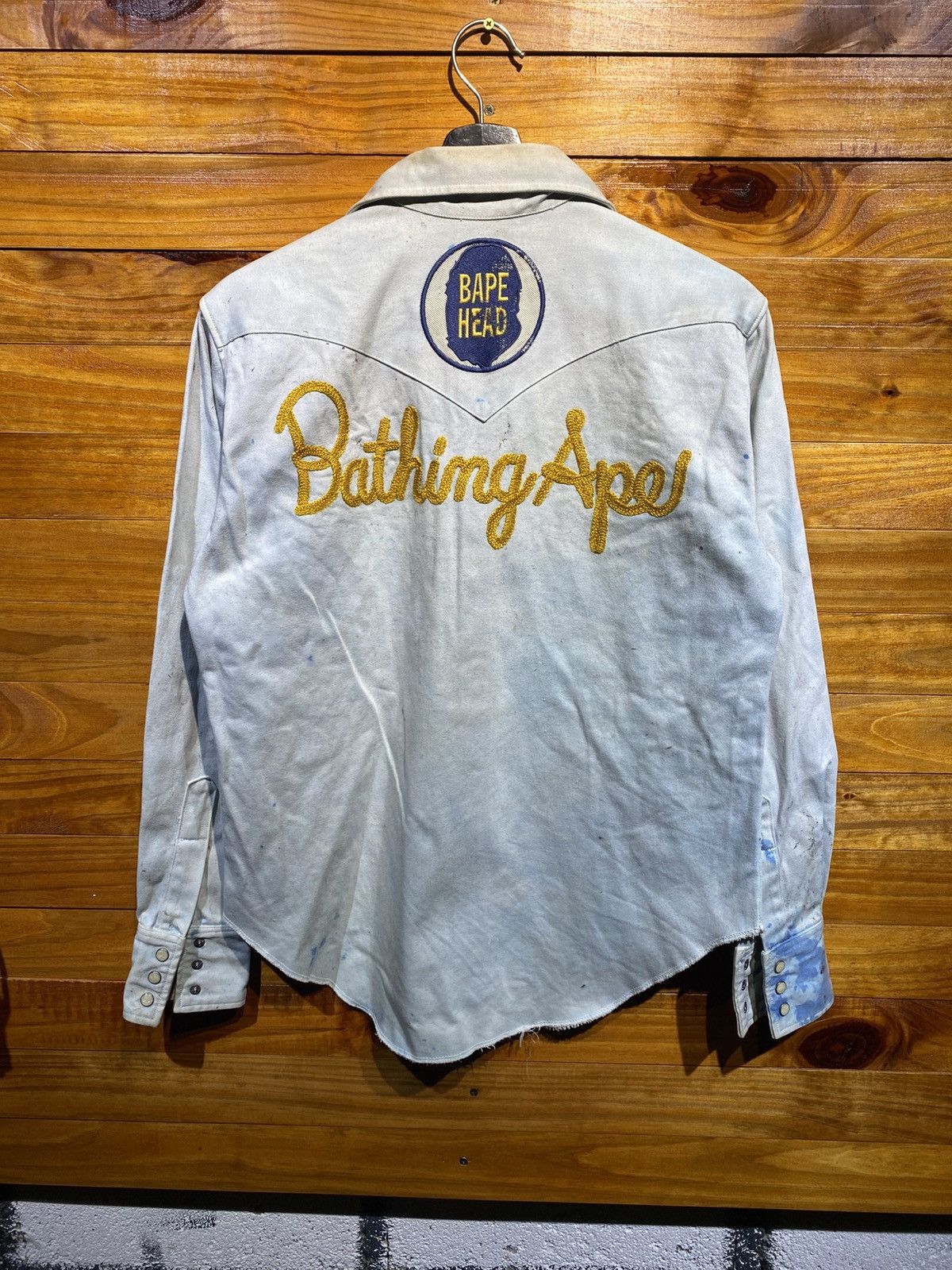 Vintage BAPE Bathing Ape Western Shirt Rare Embroidered Logo