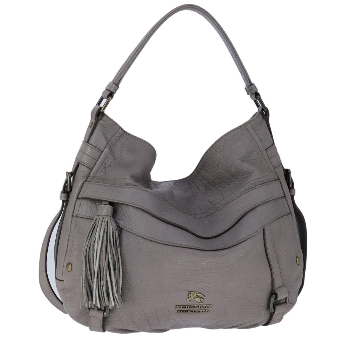Blue Label Grey Leather Shoulder Bag (Pre-Owned)