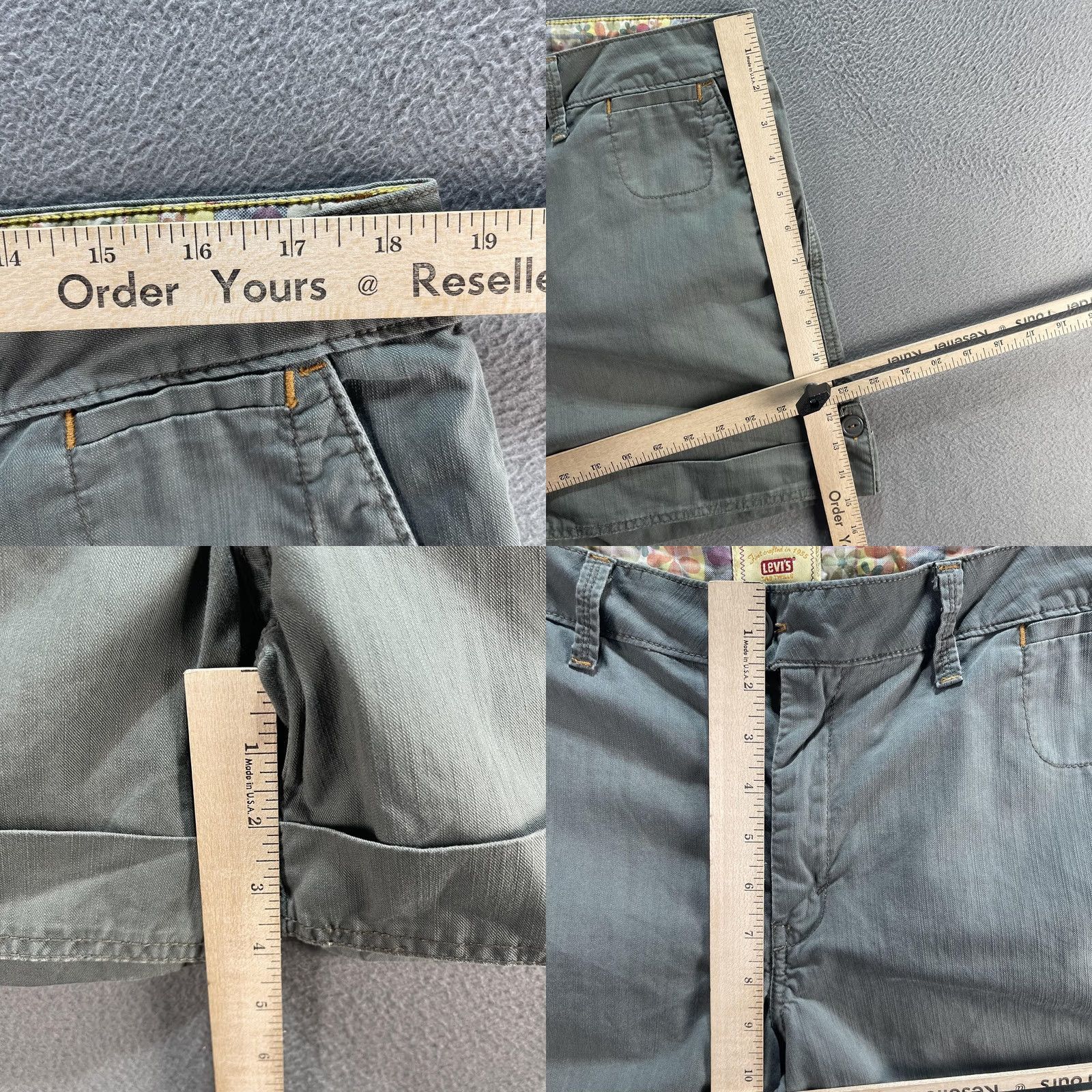 Levi's Levi's Chino Shorts Womens 14 Gray 100% Cotton Cuffed Pockets Flat Front Tab Twills 4in Inseam Regular, Gray, Solid, 34in Waist, 14 (Womens) Size 36" / US 14 / IT 50 - 8 Thumbnail