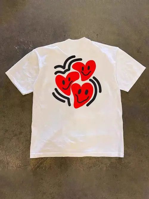 Japanese Brand × Vintage White retro heart print t-shirt Size US M / EU 48-50 / 2 - 1 Thumbnail