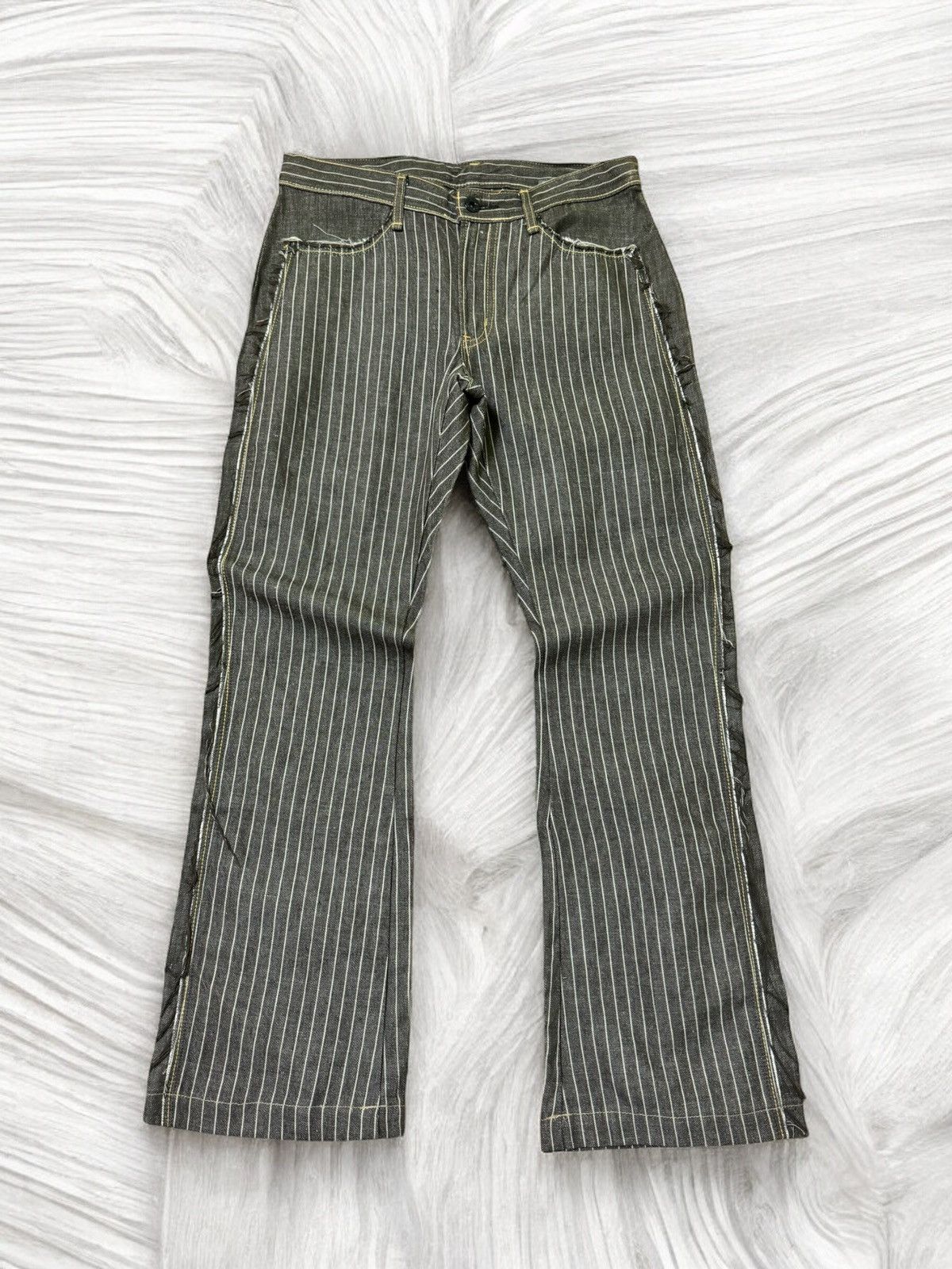 Hysteric Glamour FLARE STRIPED BROWN RECONSTRUCTED BOOT CUT DENIM Size US 28 / EU 44 - 1 Thumbnail
