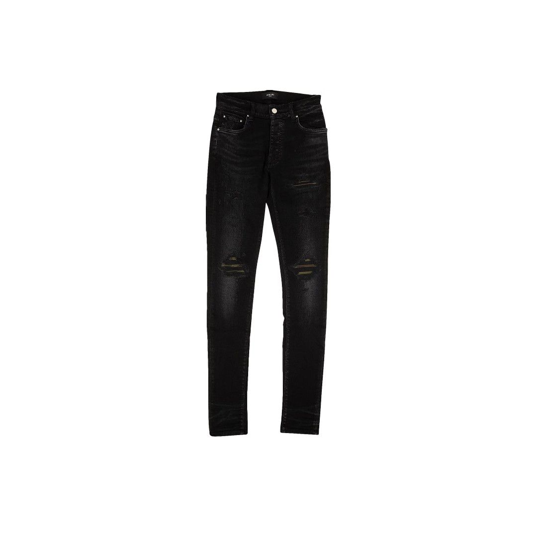 Amiri o1gr1nt0924 Leather Camo Mx1 Jeans in Aged Black Size US 32 / EU 48 - 1 Thumbnail