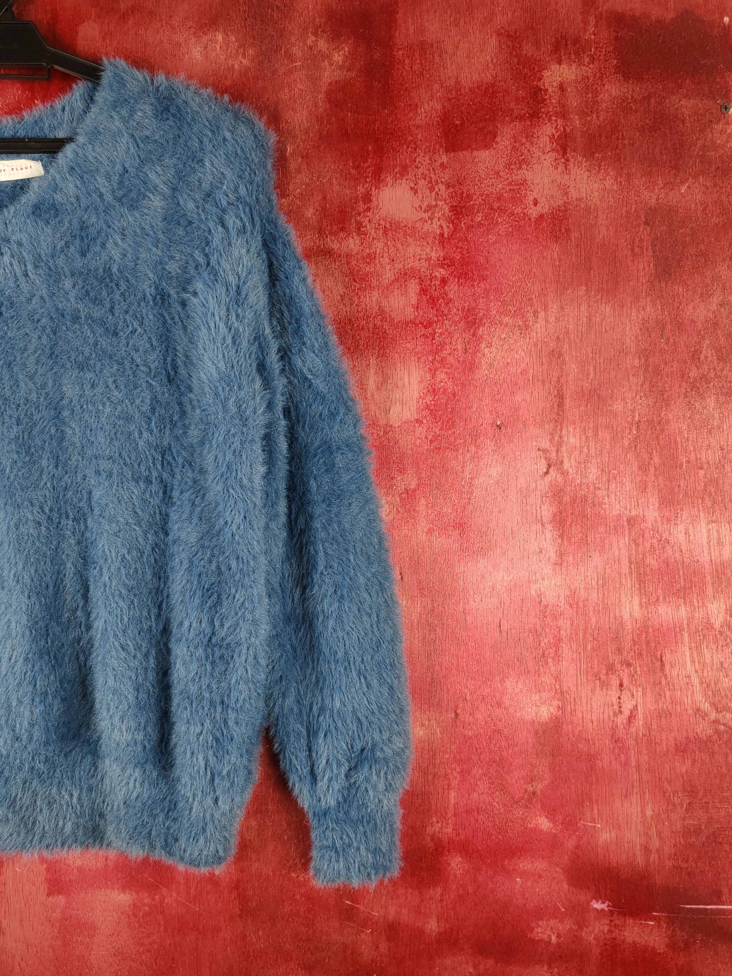 Vintage Sense of Place Blue Shag Shaggy Fur Mohair Knitwear #S2166 Size M / US 6-8 / IT 42-44 - 5 Thumbnail