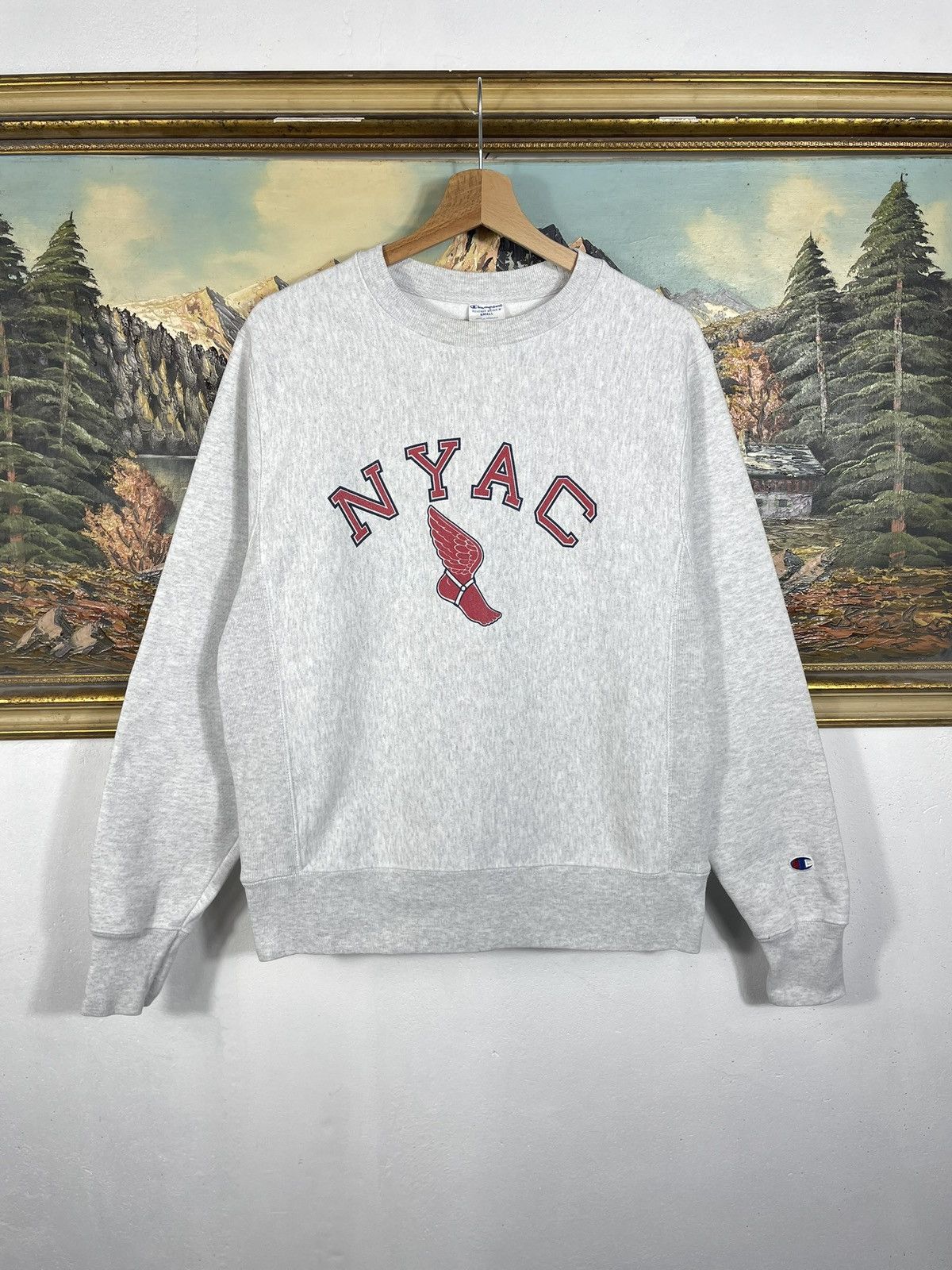 Champion × Vintage Champion Retro Crewneck NYAC Club Foot Wing NYC Sweatshirt Size US S / EU 44-46 / 1 - 1 Thumbnail