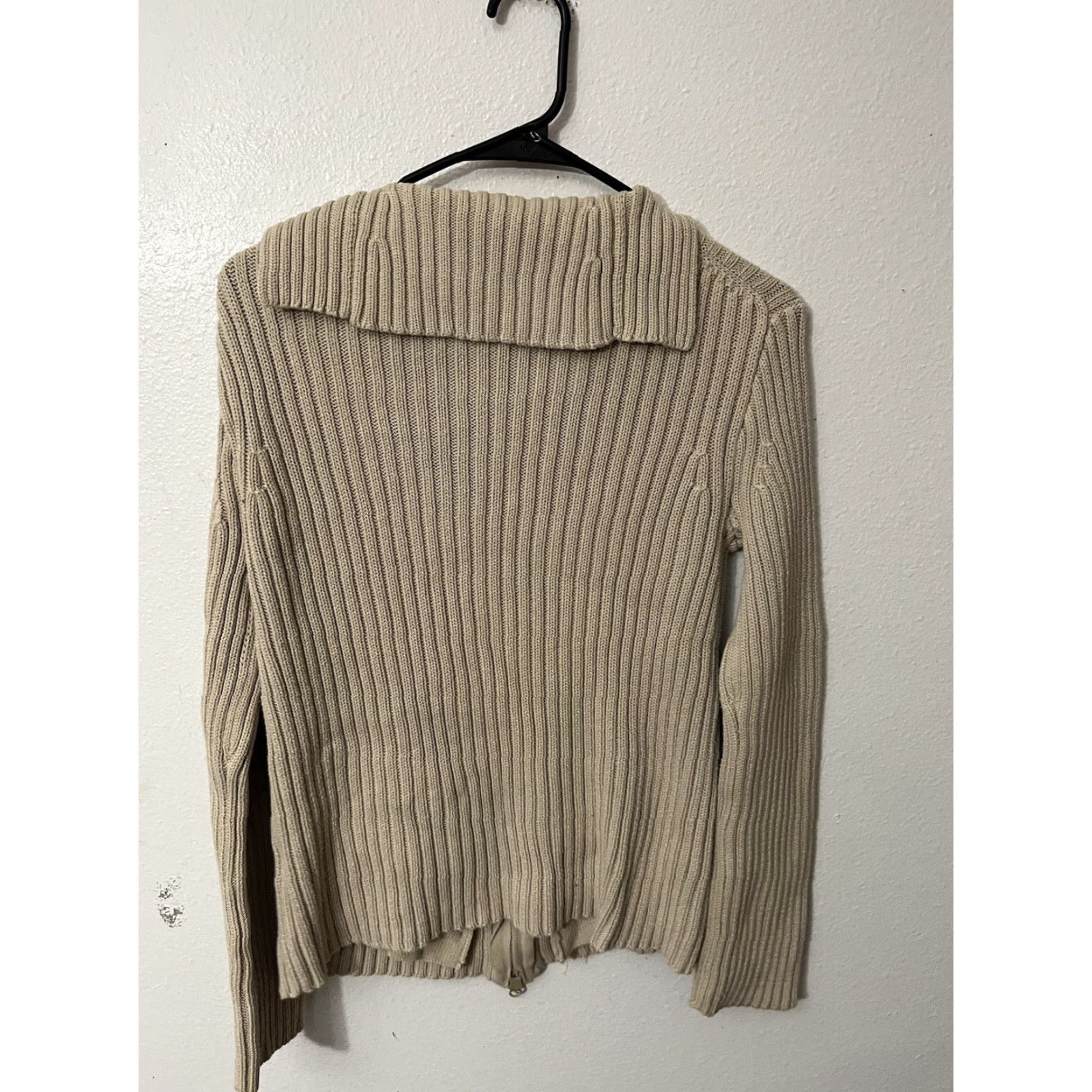 J.Crew VINTAGE J.CREW Sweater Adult Medium Beige 100% Cotton Turtleneck Full Zip Women Size M / US 6-8 / IT 42-44 - 3 Thumbnail