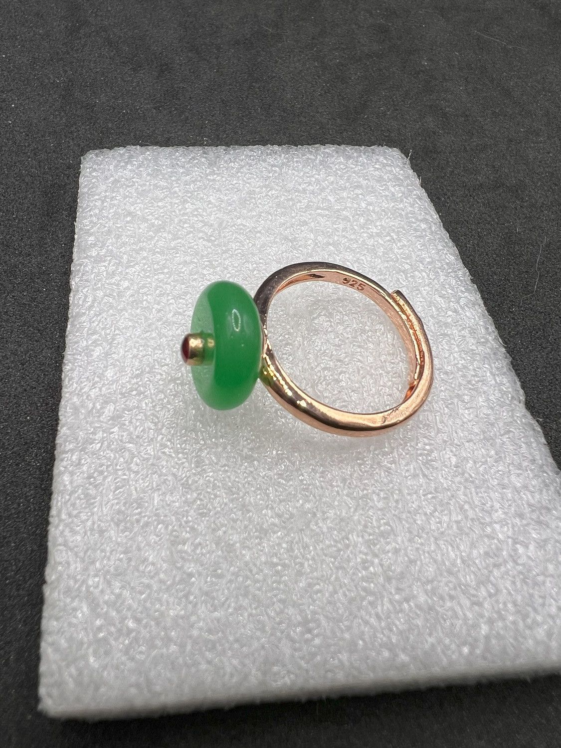 Jewelry Green Jade Rose Gold Ring - Size 6.75 Size ONE SIZE - 3 Thumbnail