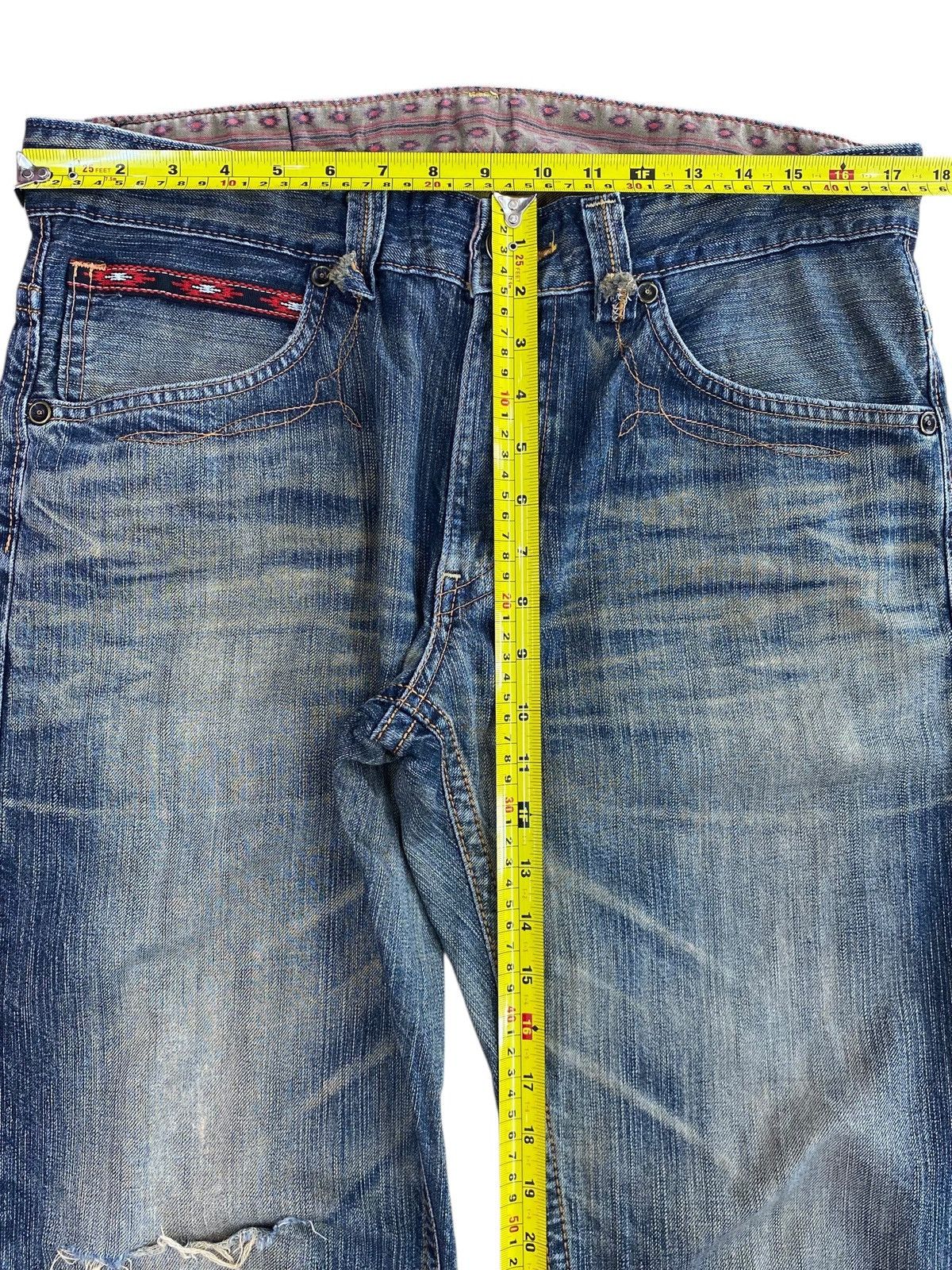 Edwin Edwin Mud Wash Whiskered Distressed Style Straight Jeans Size US 35 - 7 Thumbnail