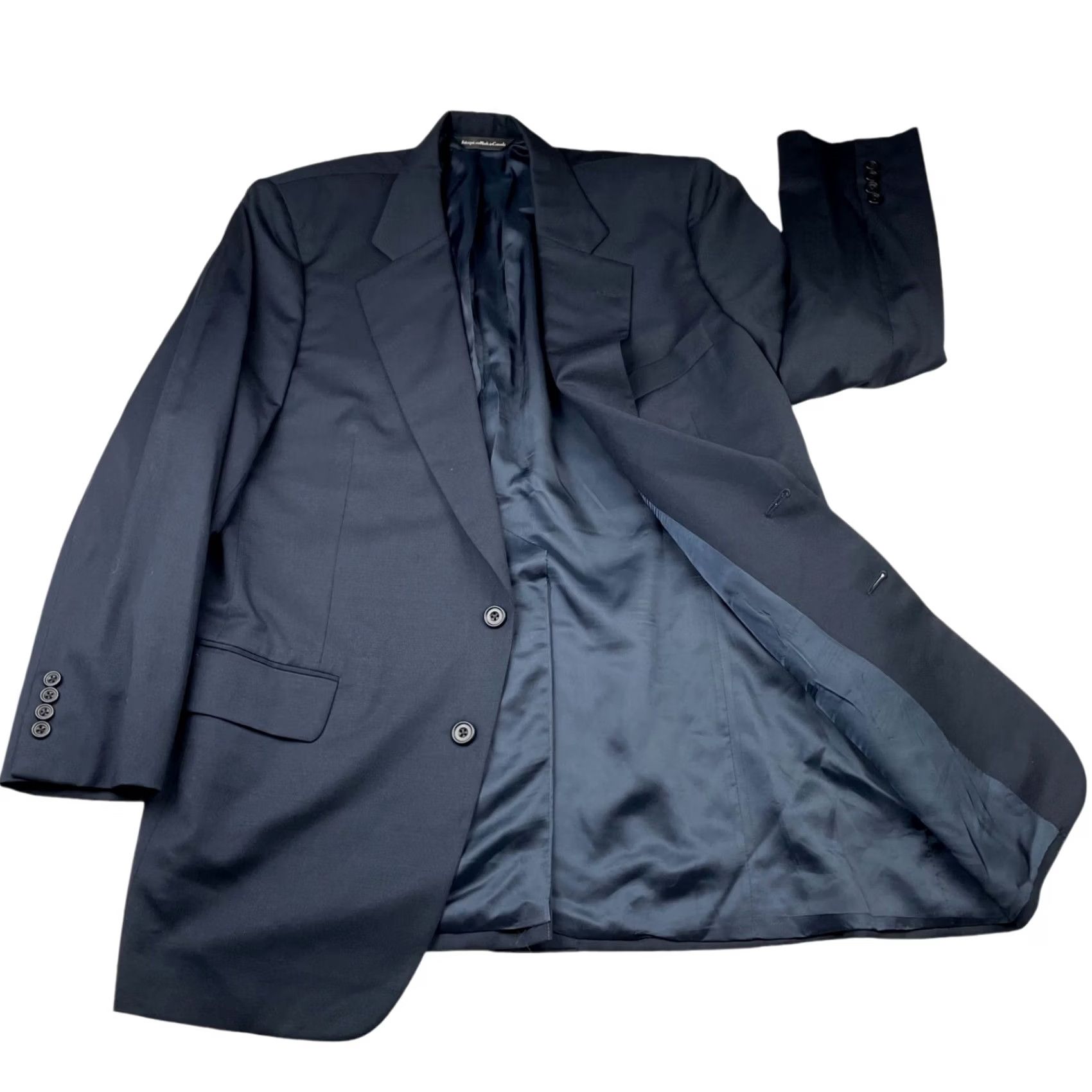 Vintage Samuelsohn Men's King Blazer Jacket 100% Wool Navy Blue 2-Button 43R Size 46R - 3 Thumbnail