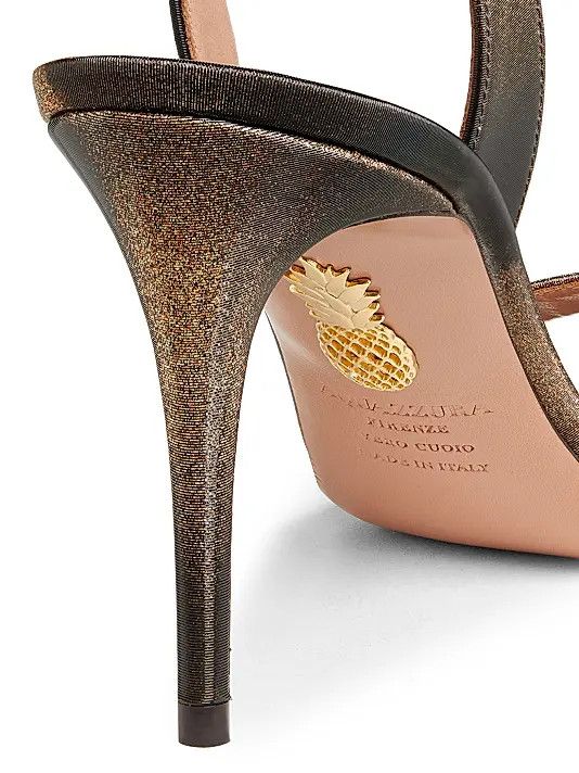 Aquazzura os11x0126 So Nude 85MM Metallic Leather Slingback Sandals Size US 9 / IT 39 - 5 Thumbnail
