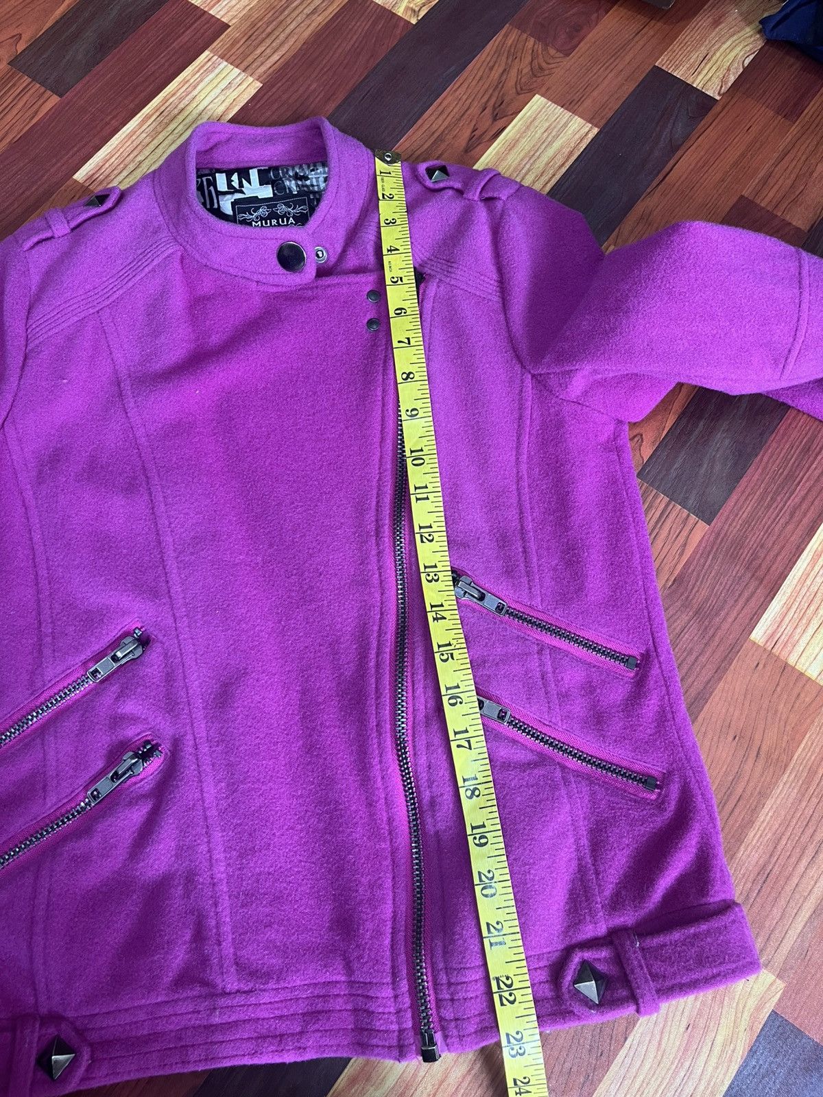 Japanese Brand MURUA Wool Biker Jacket Pink Studded Moto Japan Size S / US 4 / IT 40 - 17 Thumbnail