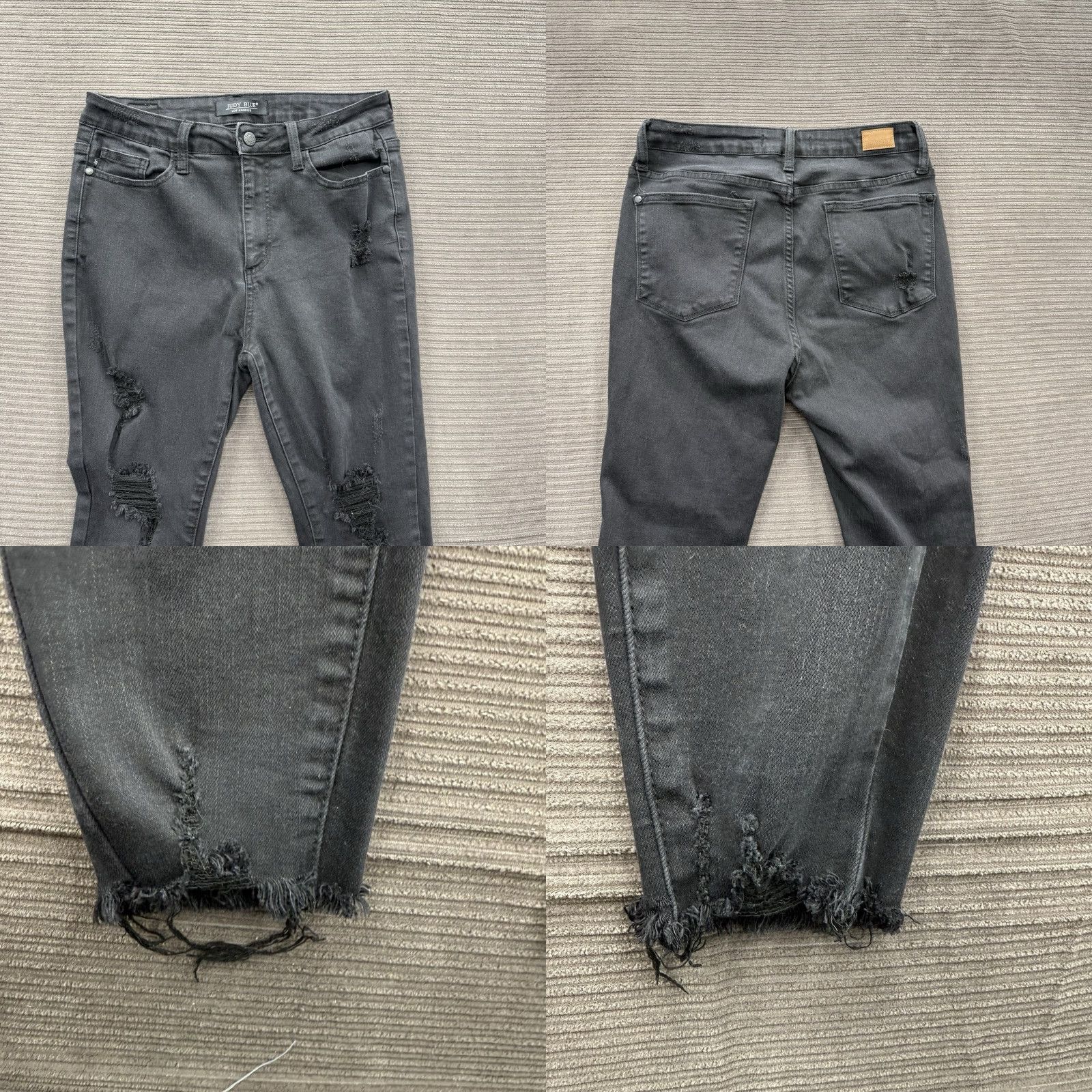Vintage Judy Blue Jeans Women 30 Blue Denim High Rise Cotton Spandex Straight 27 Inseam Distressed Button Zip Confident Comfort Size 30" / US 8 / IT 44 - 8 Thumbnail