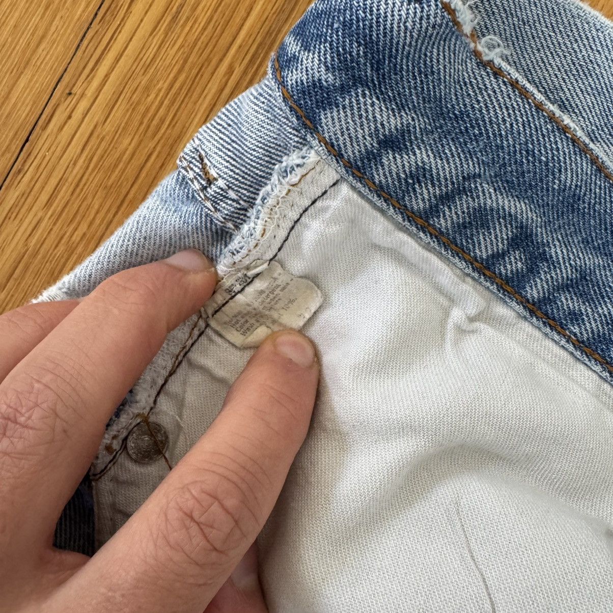 Levi's × Levi's Made & Crafted × Levi's Vintage Clothing REDLINE Vintage Levi’s 501 Thrashed Jeans Size US 34 / EU 50 - 9 Thumbnail