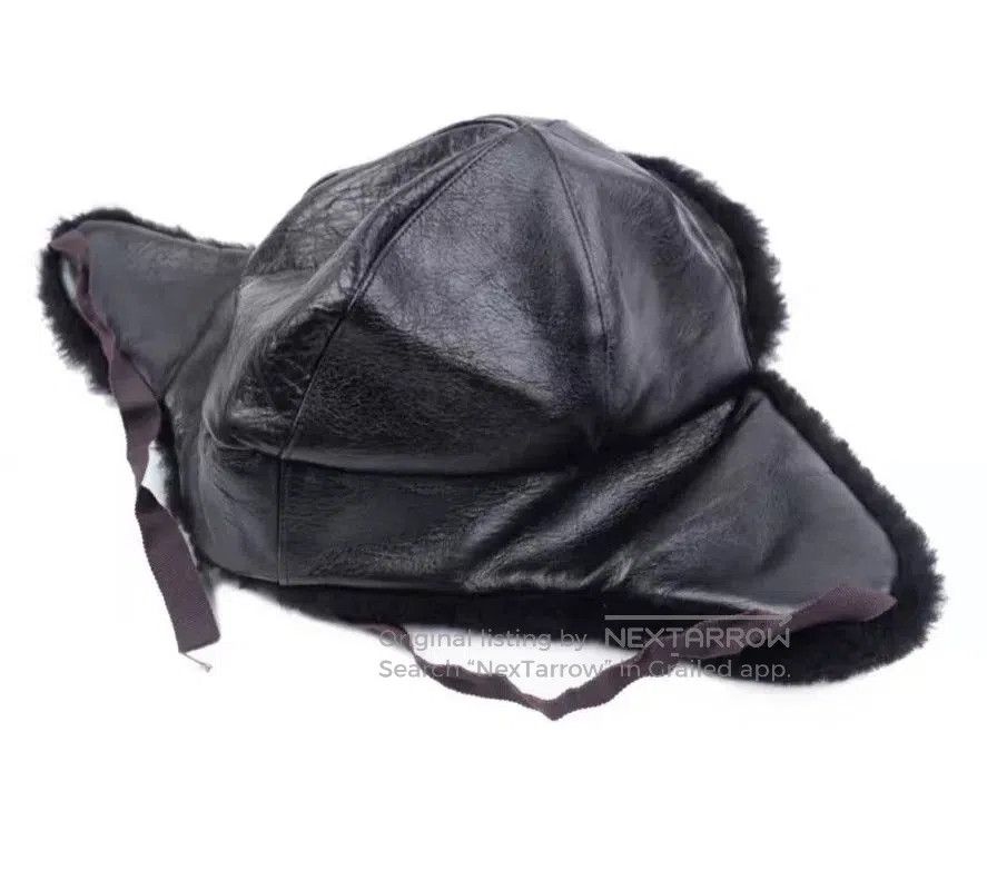 The Real McCoy's black leather earflap hat. Size ONE SIZE - 1 Thumbnail