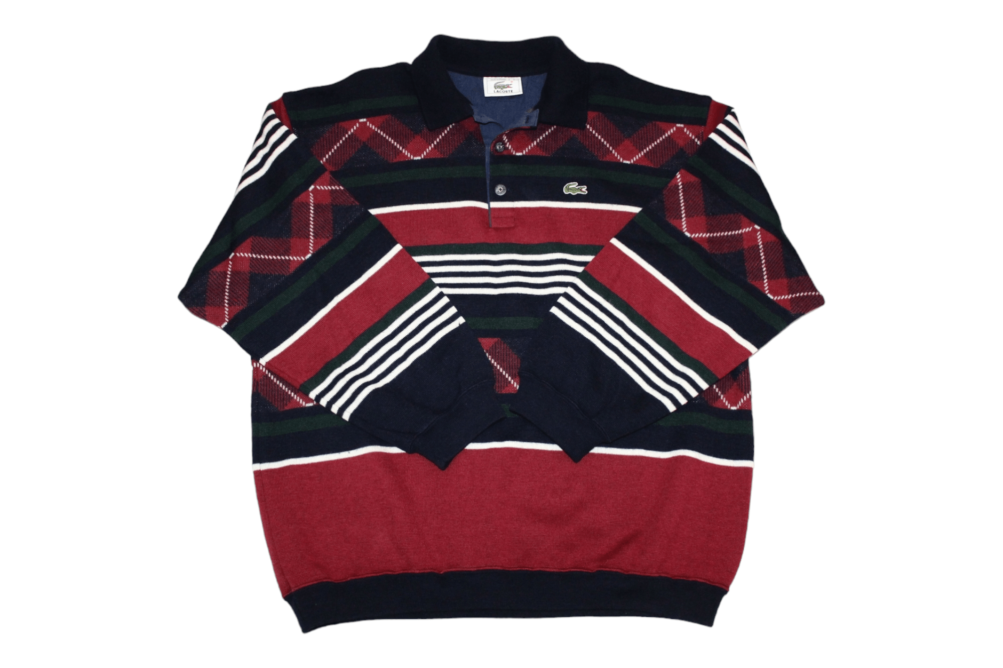 Lacoste VTG 70s Lacoste Wool Blend Knitted Striped Polo Jumper Size US XL / EU 56 / 4 - 1 Thumbnail