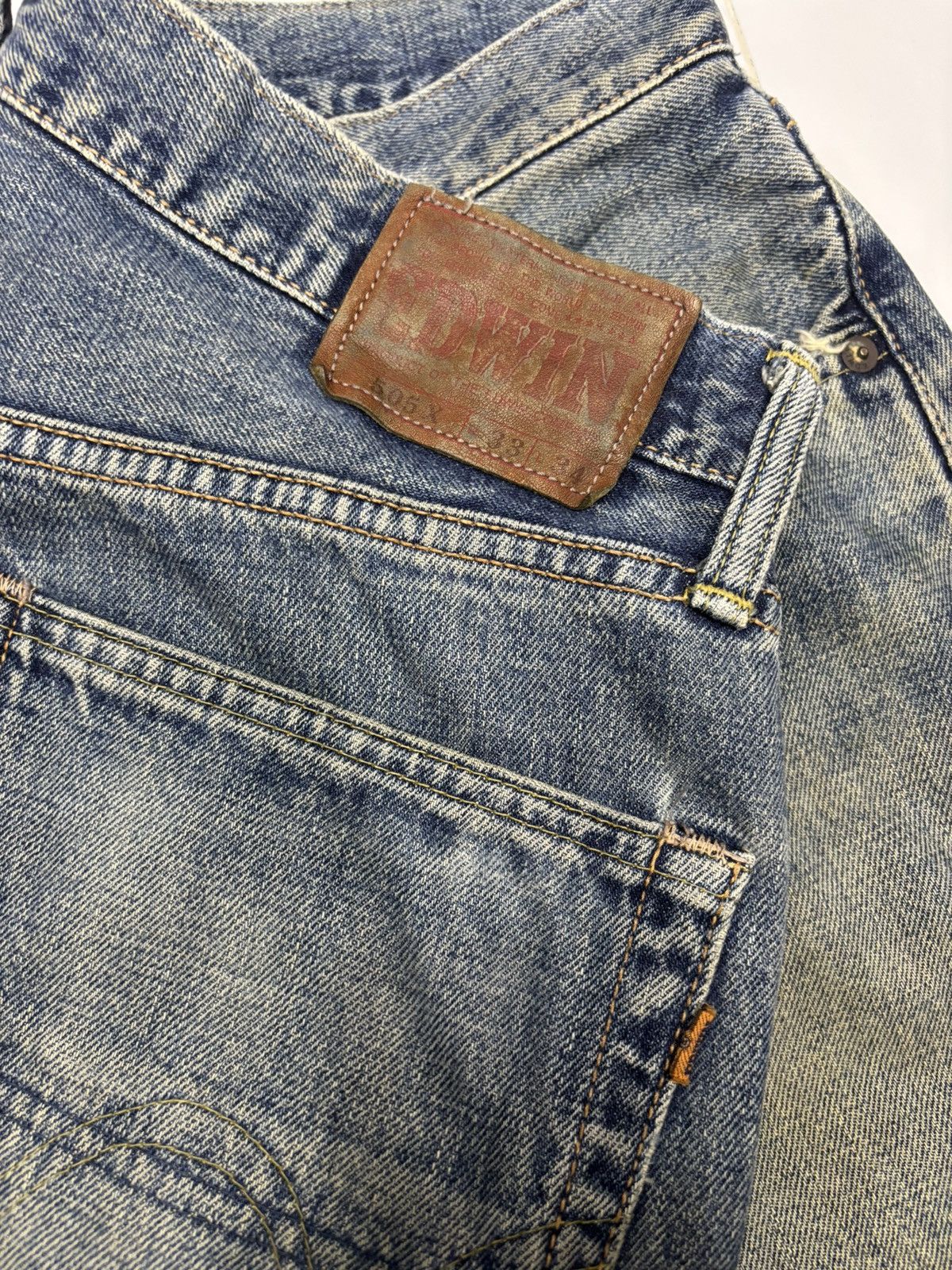 Edwin 🔥EDWIN 505X SELVEDGE BAGGY JEANS DISTRESSED DENIM Size US 33 - 10 Thumbnail