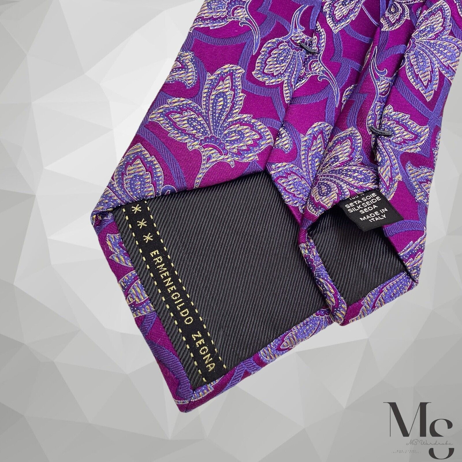 Ermenegildo Zegna ERMENEGILDO ZEGNA Purple Paisley Luxury Silk Tie In Made Ita Size ONE SIZE - 6 Thumbnail