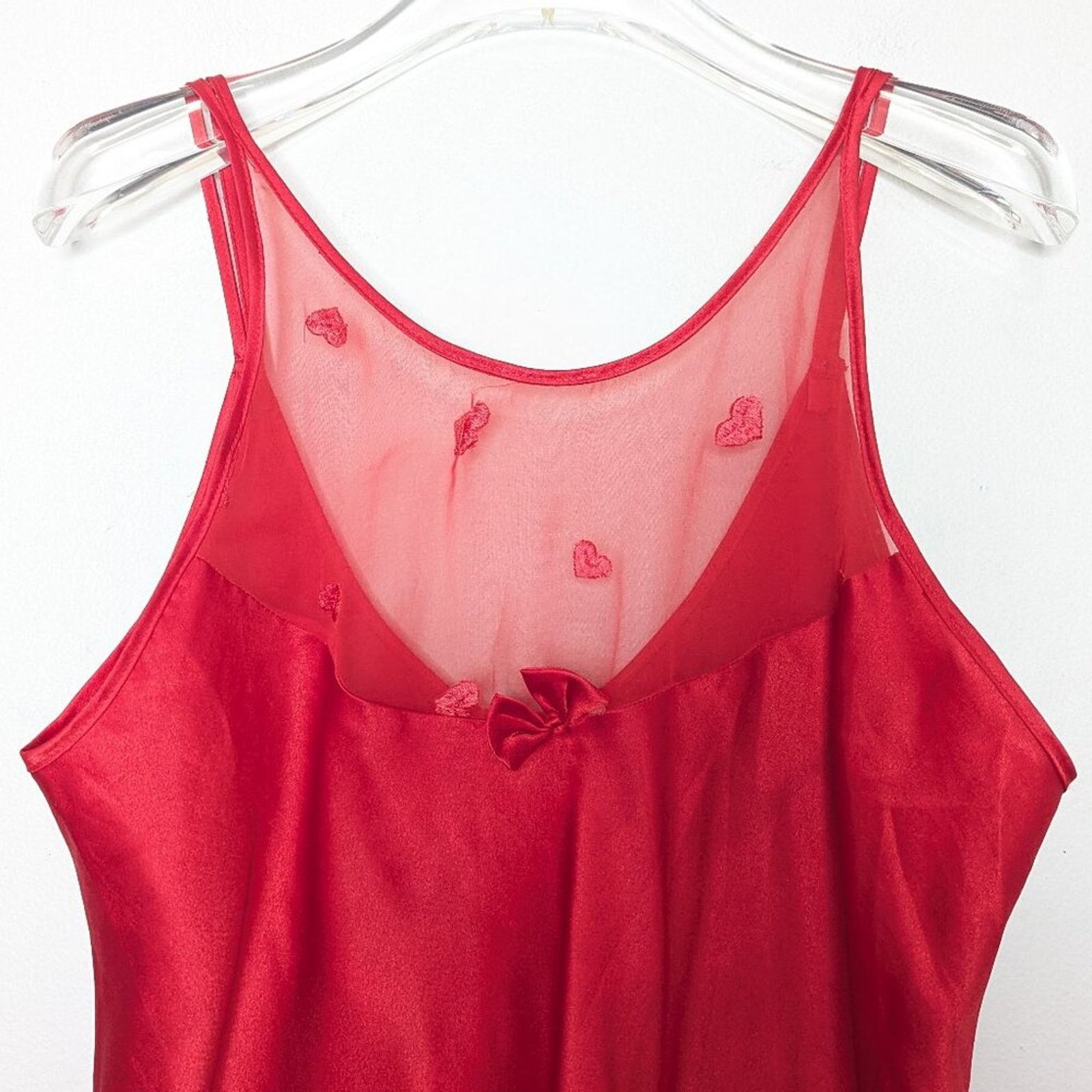Vintage Vintage 90's Red Embroidered Heart Pattern Semi Sheer Dress Size M / US 6-8 / IT 42-44 - 9 Thumbnail