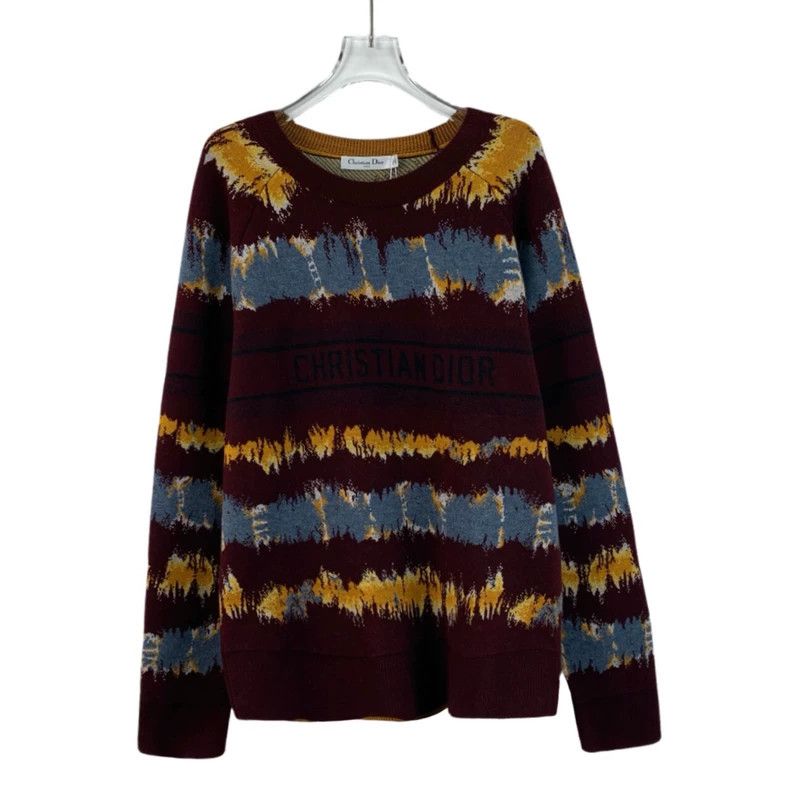 Dior Dior Color-block tie-dyed letter inlaid wool round-neck lon Size XS / US 0-2 / IT 36-38 - 1 Thumbnail