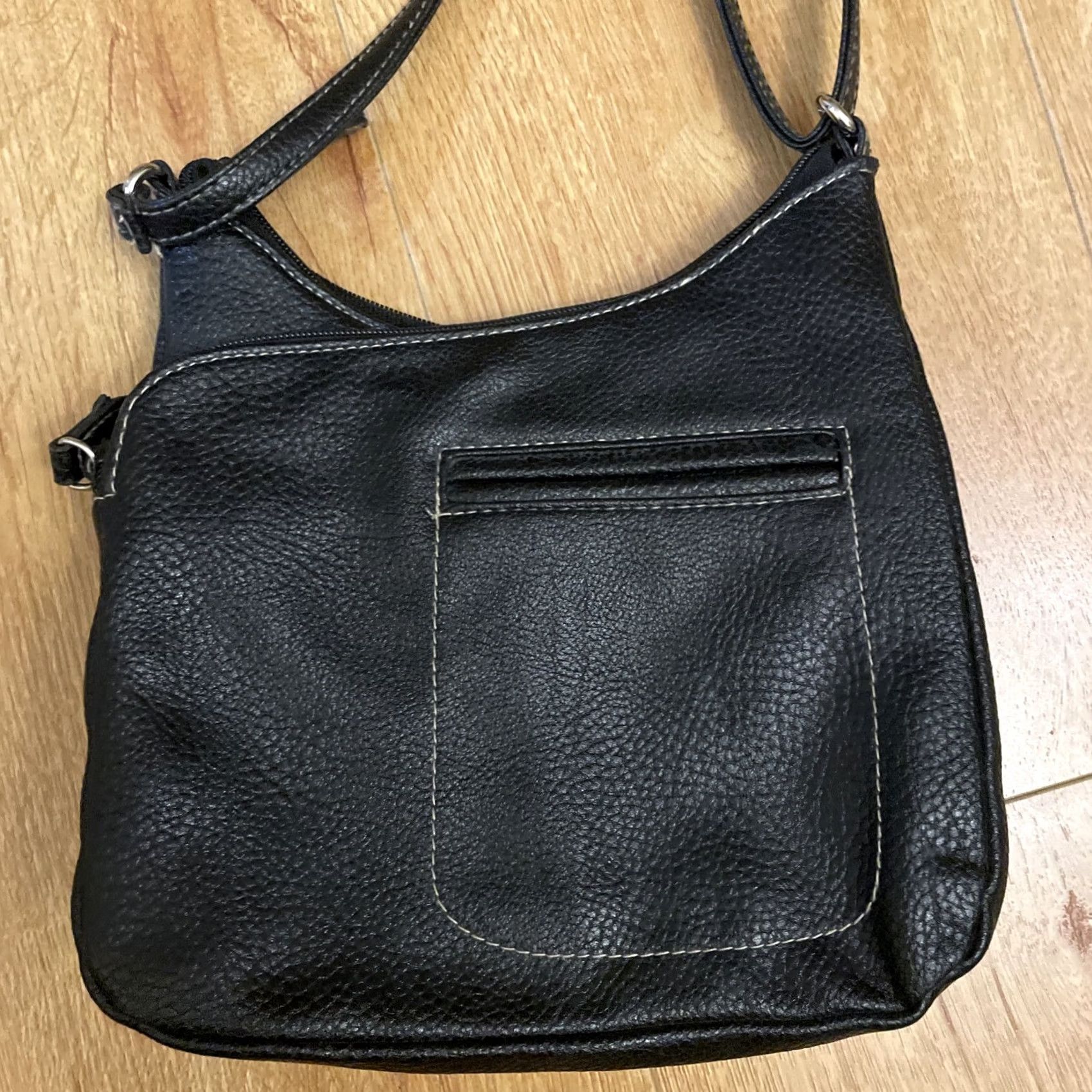 Vintage VINTAGE MultiSac Crossbody Purse Black Faux Leather Medium Adjustable Travel Roomy Women XS? Size ONE SIZE - 3 Thumbnail