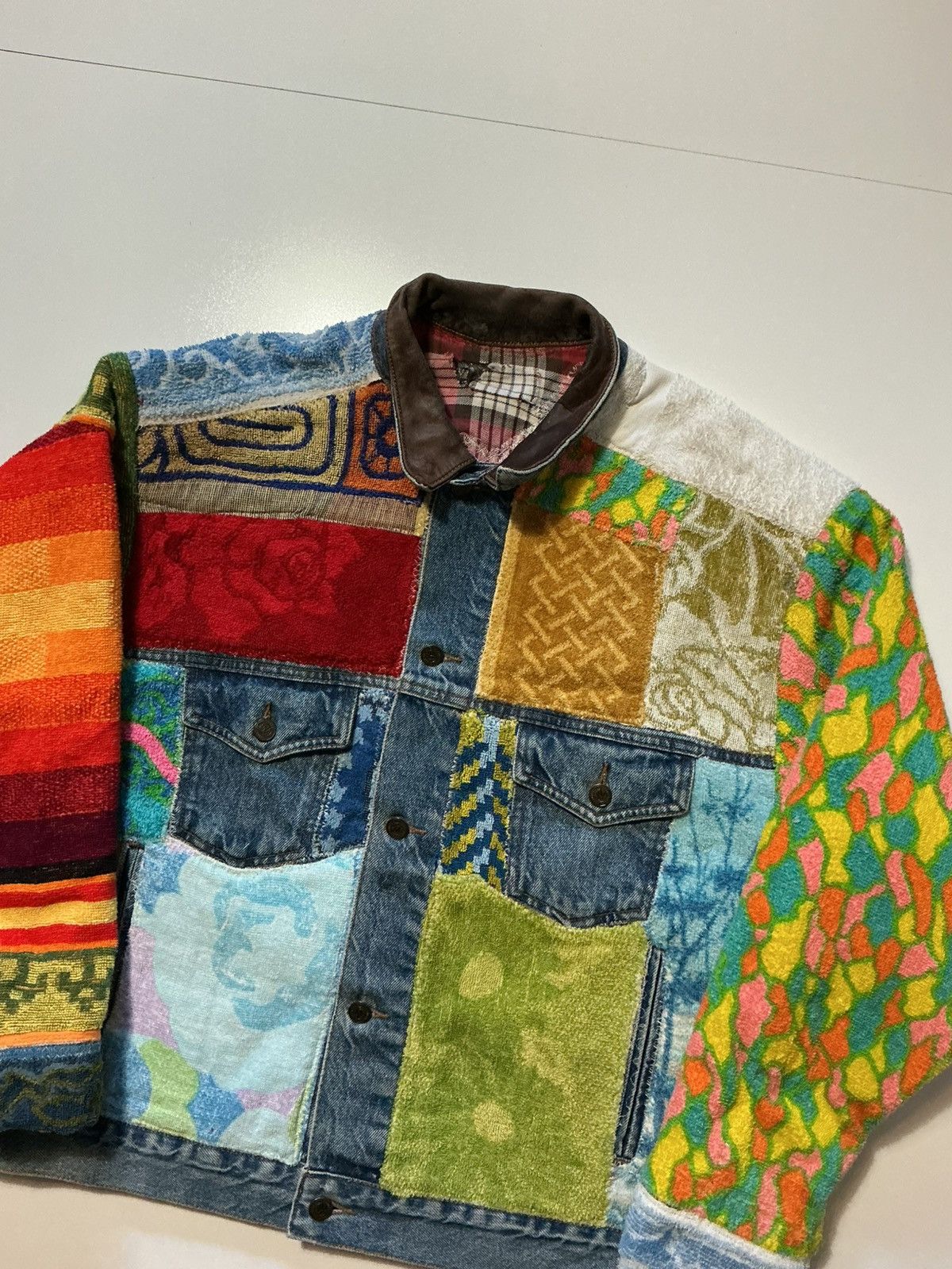 Vintage Vintage Patchwork Towel 1 Of 1 Rework Denim Trucker Jacket Size US M / EU 48-50 / 2 - 3 Thumbnail