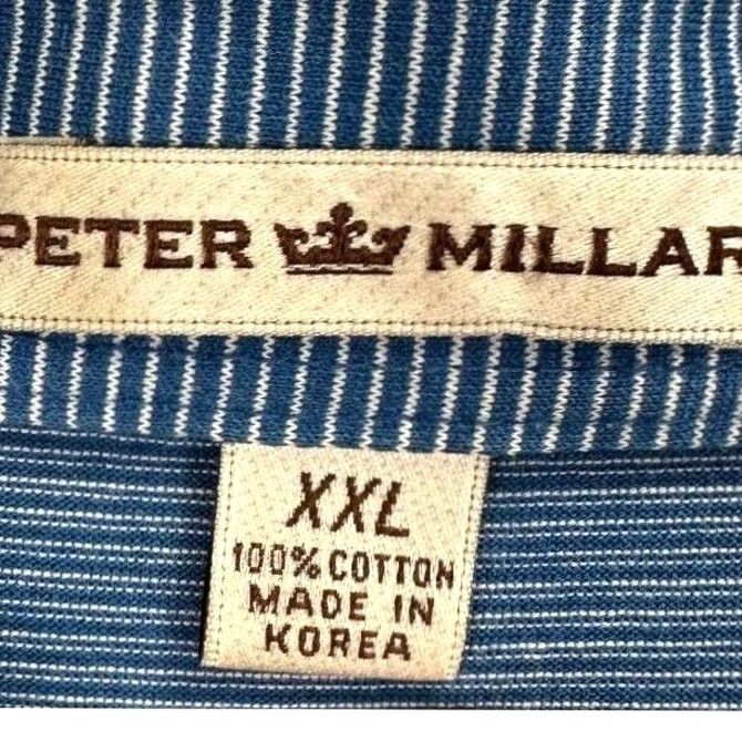 Peter Millar Peter Millar Polo Shirt Mens XXL Blue Striped Short Sleeve Golf Rugby Embroidered Logo Button-Down Collared Casual Activewear 100% Cotton EUC Size US XXL / EU 58 / 5 - 3 Thumbnail