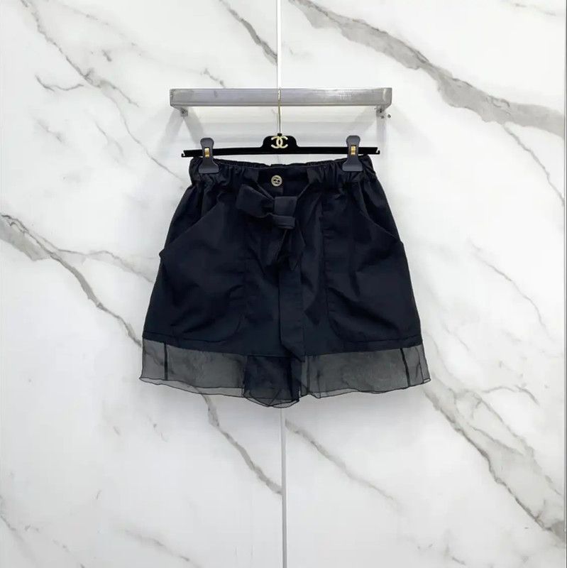 Chanel Chanel Black Cotton Blend Women's Shorts 0089 Size 23" - 1 Thumbnail