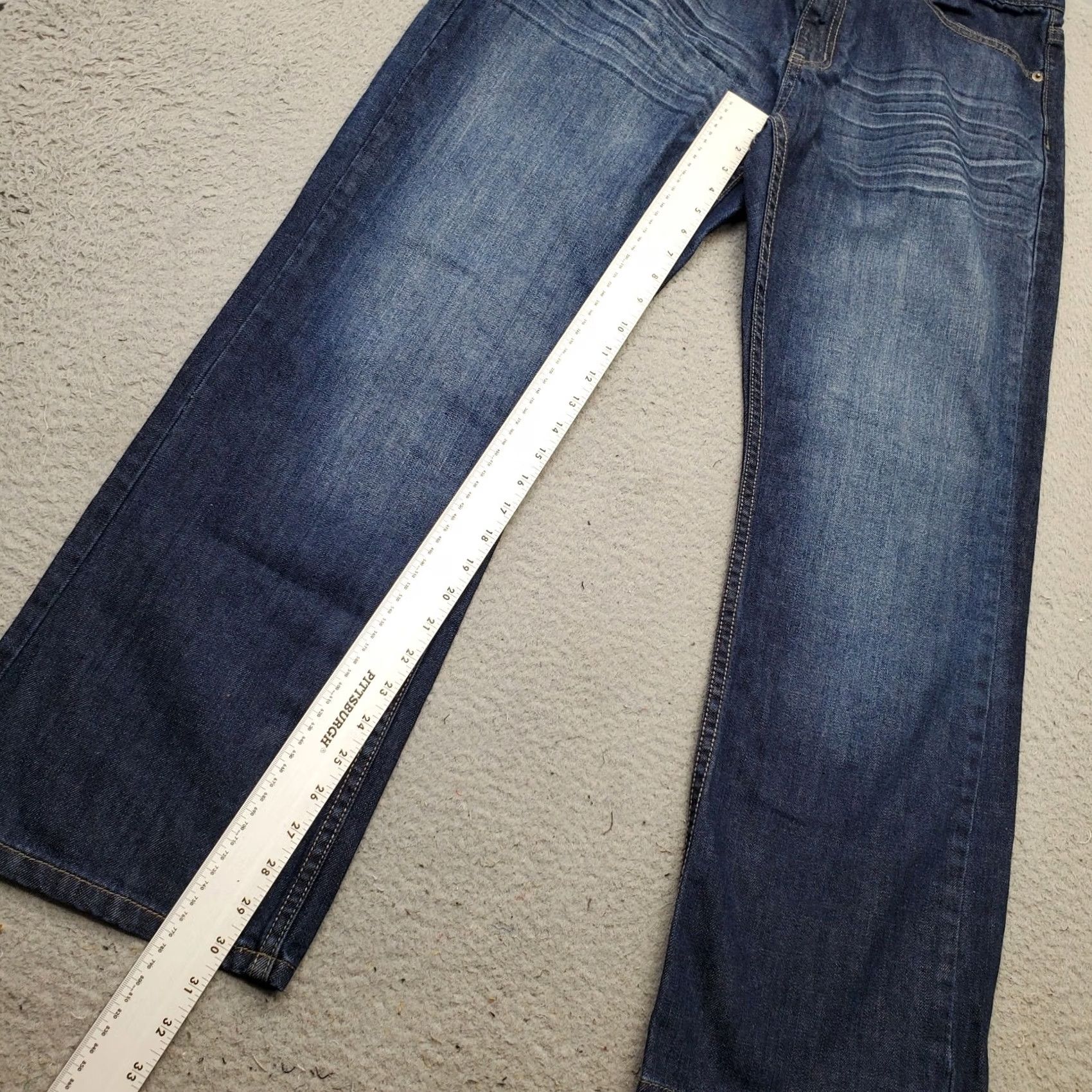 Alfani Alfani Jeans Mens Bootcut 36 Blue Denim Stretch Comfort Faded Boho Whiskered - Size Mens 36 Blue Denim Jeans Mens Size US 36 / EU 52 - 4 Thumbnail