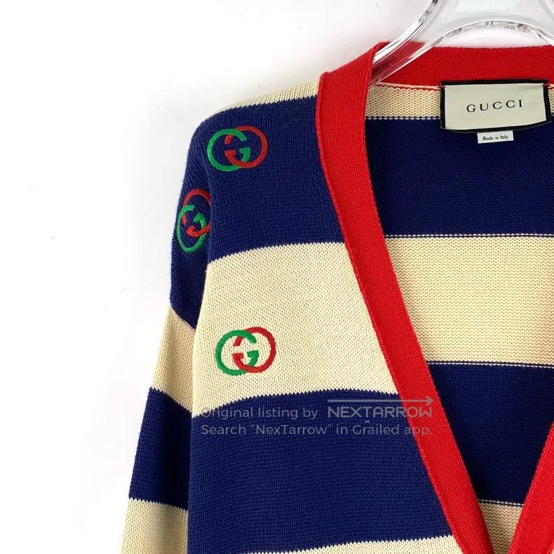 Gucci Gucci Colour block logo embroidered striped V-neck single- Size XS / US 0-2 / IT 36-38 - 3 Thumbnail