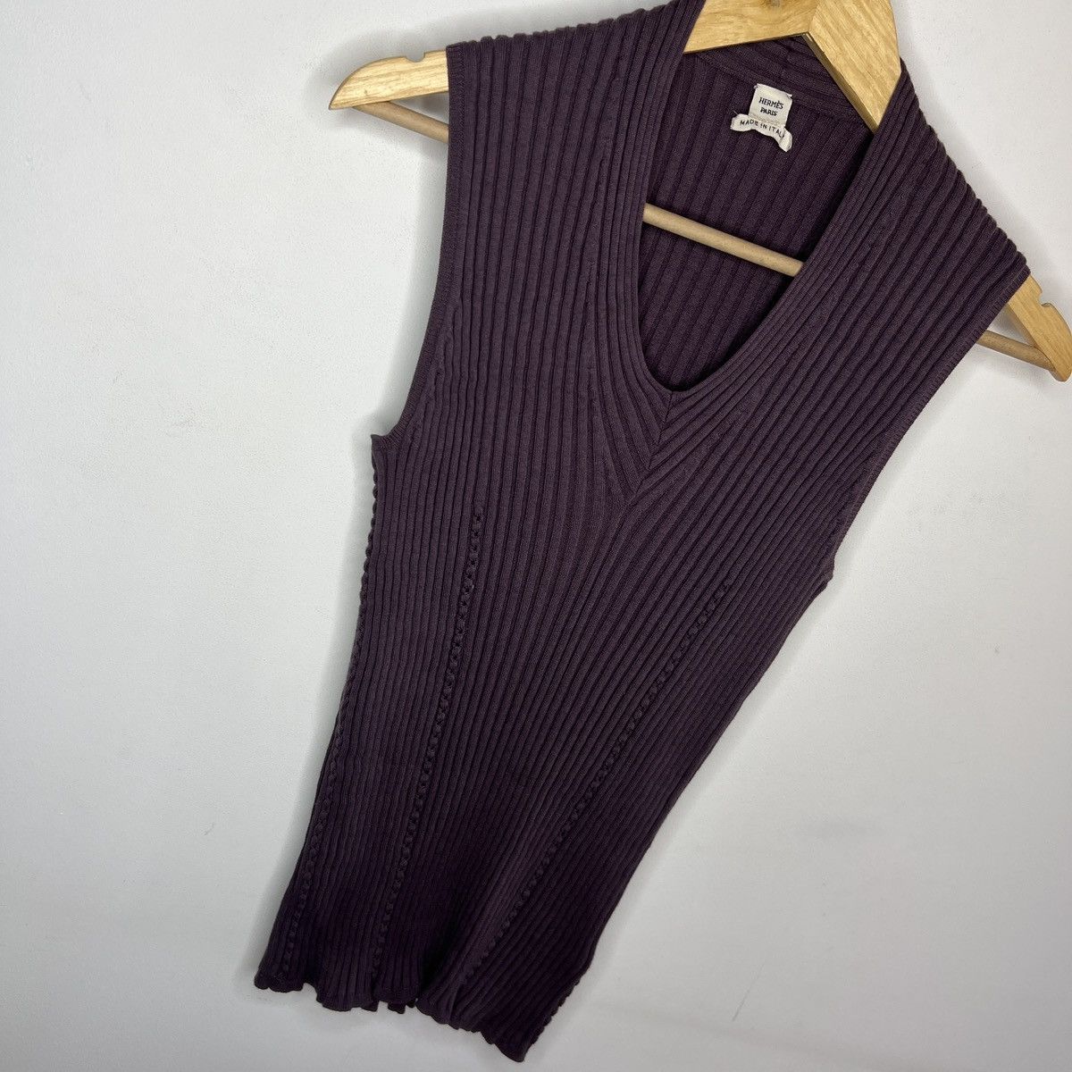Hermes Hermes Cashmere Sweater Vest Ribbed Purple Size S / US 4 / IT 40 - 3 Thumbnail