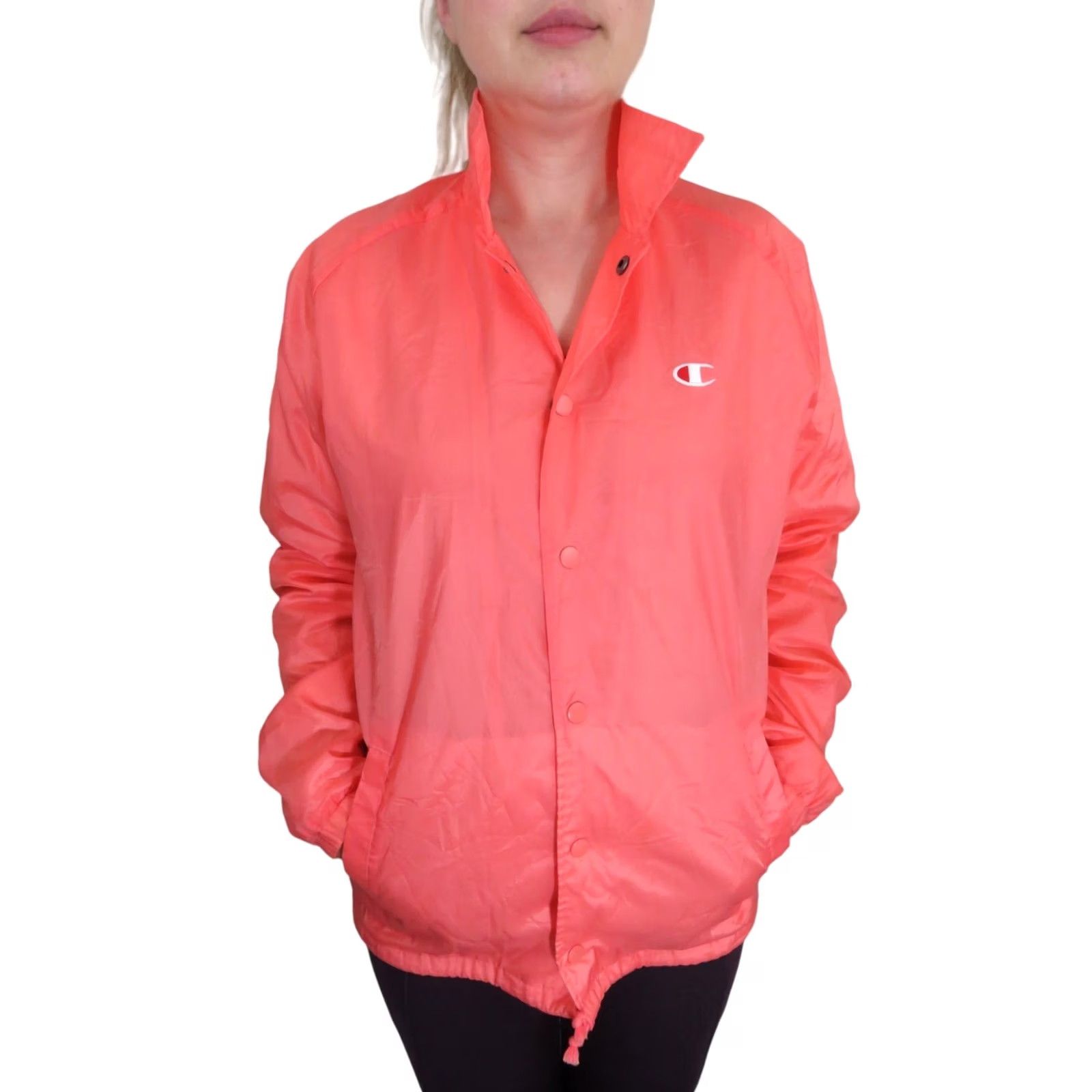 Champion VINTAGE Champion Coach Jacket Unisex Medium Pink Satin 90s Y2K Windbreaker Jacket Size M / US 6-8 / IT 42-44 - 3 Thumbnail