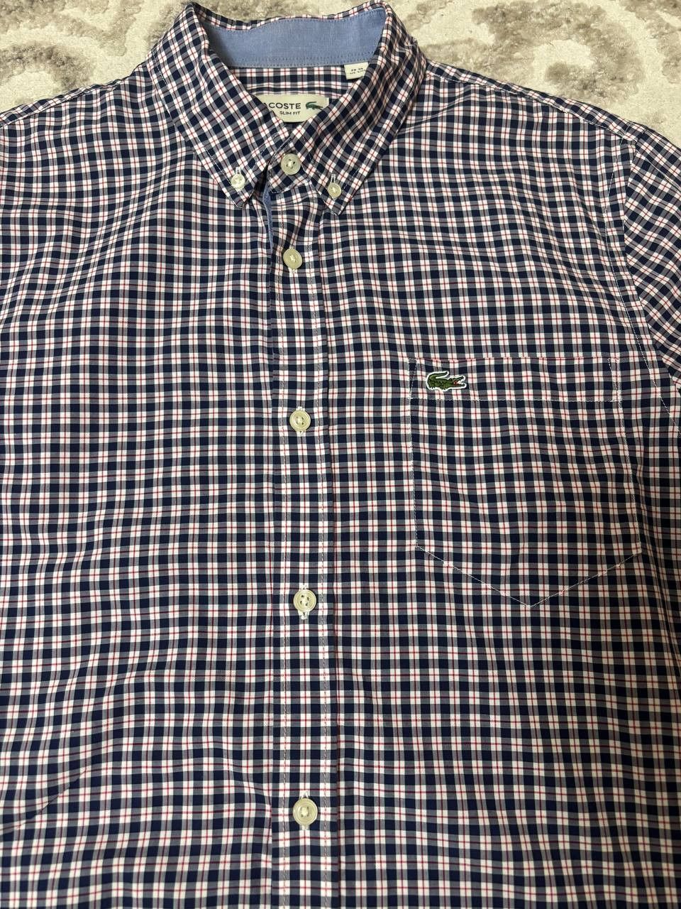 Lacoste Lacoste classic blue checkered shirt with short sleeves Size US M / EU 48-50 / 2 - 9 Thumbnail