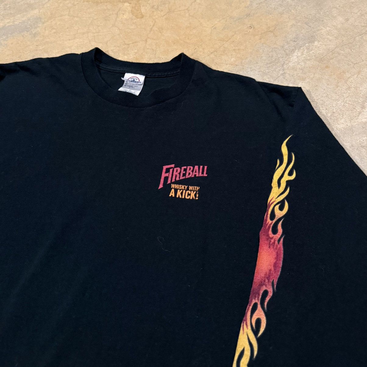 Vintage Vtg 2000s Flame Sleeve Fireball Whisky Shirt Grunge ERD Size US XL / EU 56 / 4 - 3 Thumbnail