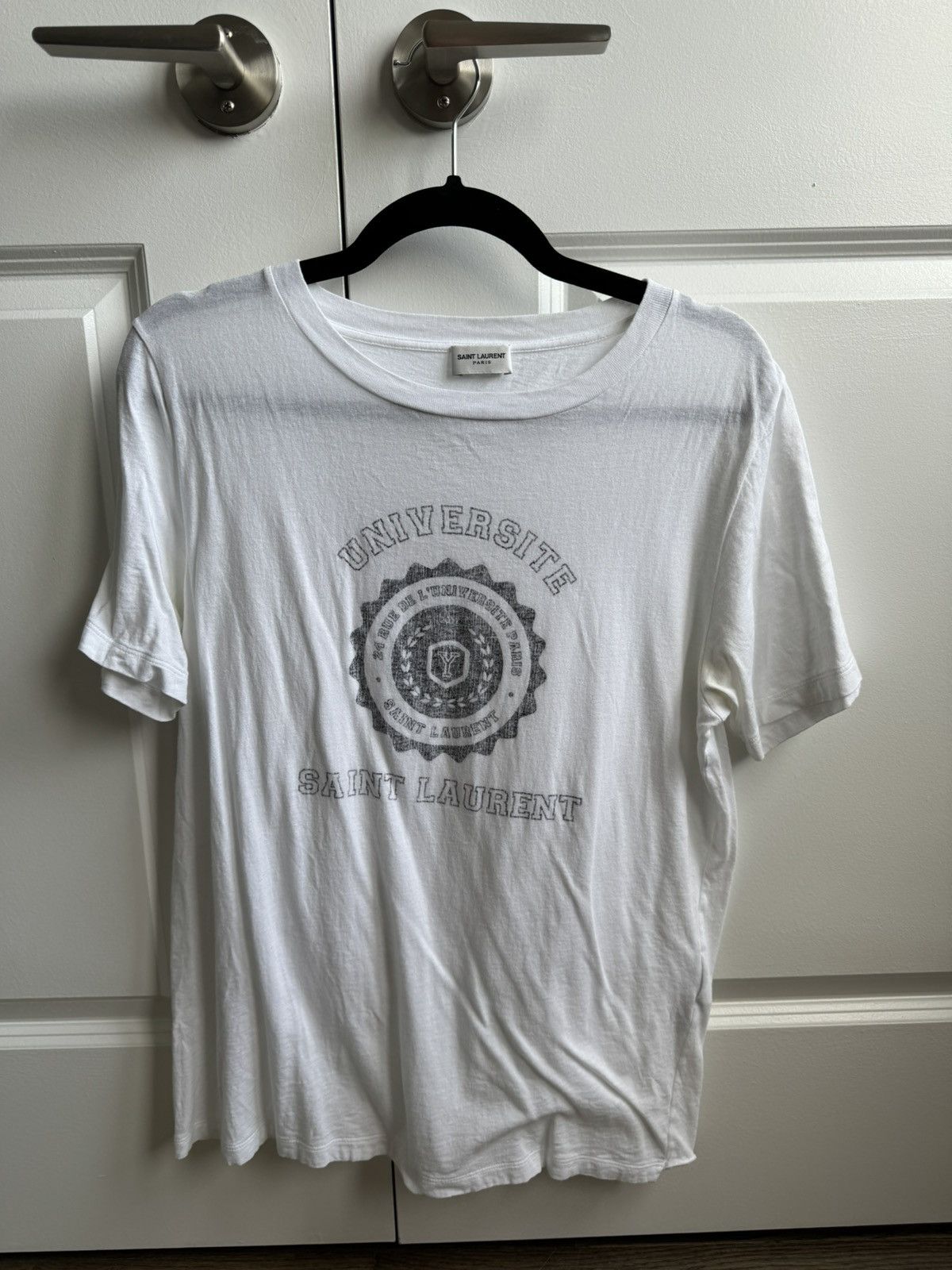 image of YVES Saint Laurent YSL T Shirt in White, Men's (Size Small)