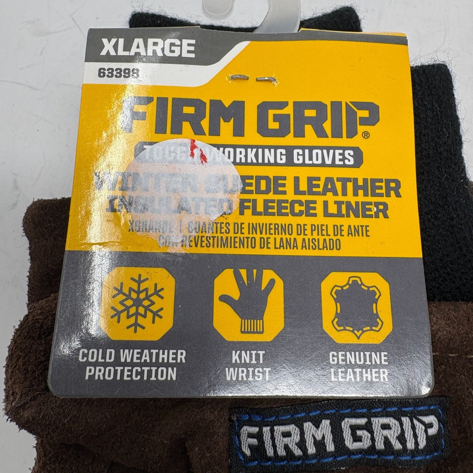 Other Lot Of 2 - XL FIRM GRIP Winter Suede Leather Work Gloves Ins Size ONE SIZE - 6 Thumbnail