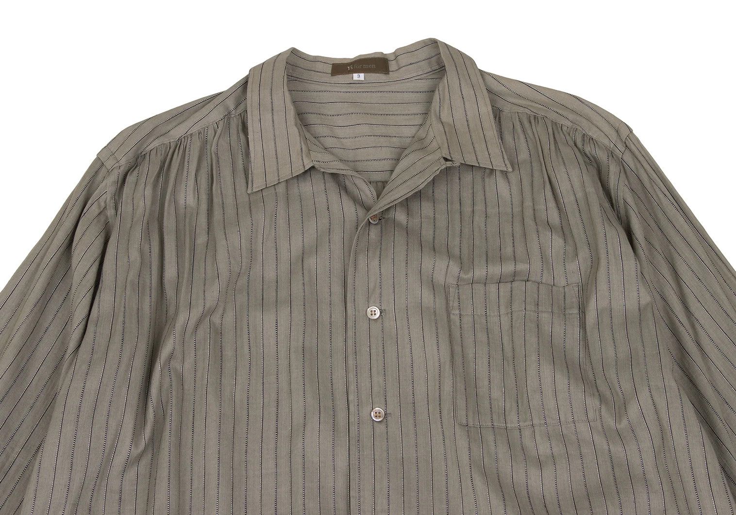 Jean Paul Gaultier Silk-Cotton Stripe Woven Shirt in Khaki Size 3 Size US L / EU 52-54 / 3 - 2 Thumbnail