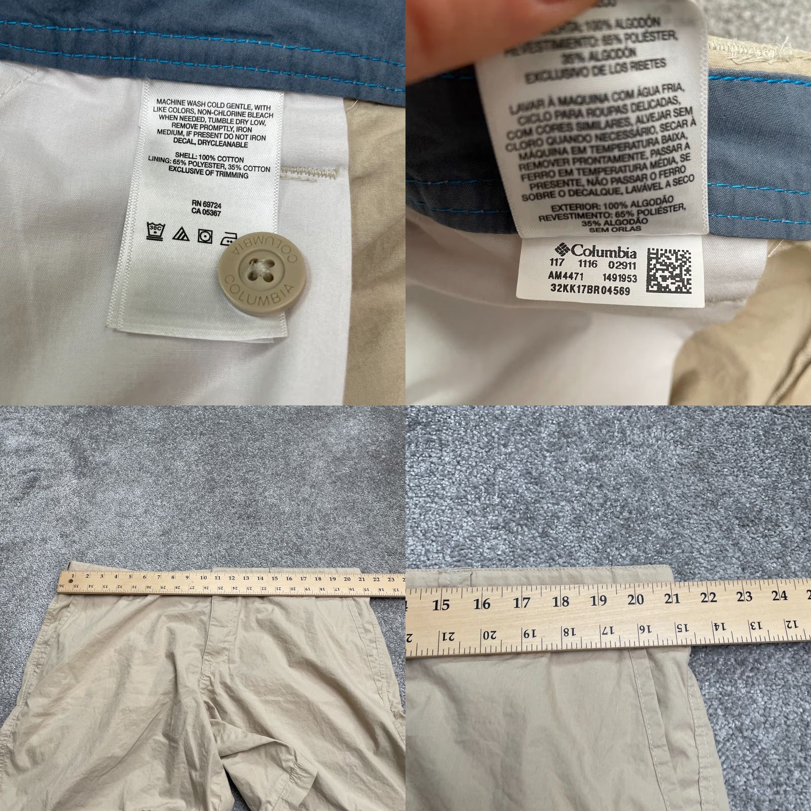 Vintage Columbia Chino Shorts Mens 42x8 Beige Pockets 100% Cotton Casual Outdoor Fish Size US 42 / EU 58 - 8 Thumbnail