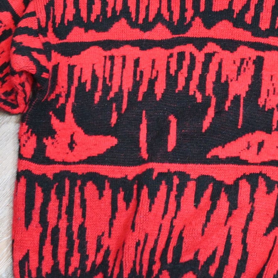 & Other Stories Vintage Studio HQ Red Black Knit Sweater Mens Large 80s 90s Size US L / EU 52-54 / 3 - 2 Thumbnail
