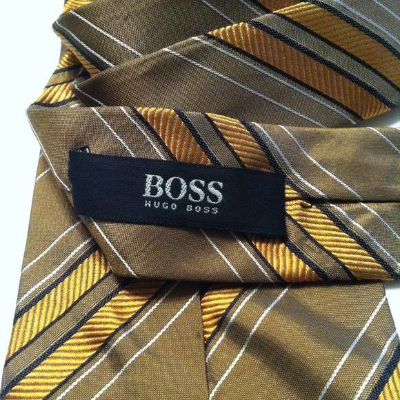 Hugo Boss HUGO BOSS MEN'S BROWN 100%SILK TIE WIDTH: 3 1/2" Size ONE SIZE - 5 Thumbnail