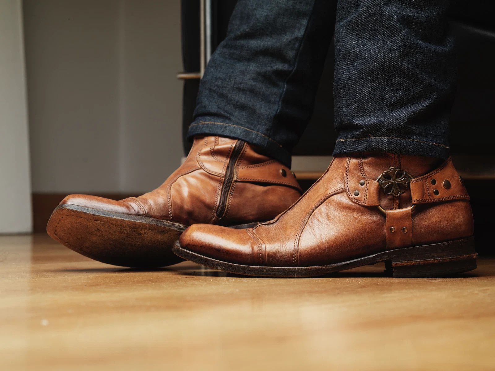 Mark Nason Mark Nason BITTEREND Rock Boots Distressed Caramel Tan (AI) Size US 8.5 / EU 41-42 - 2 Thumbnail